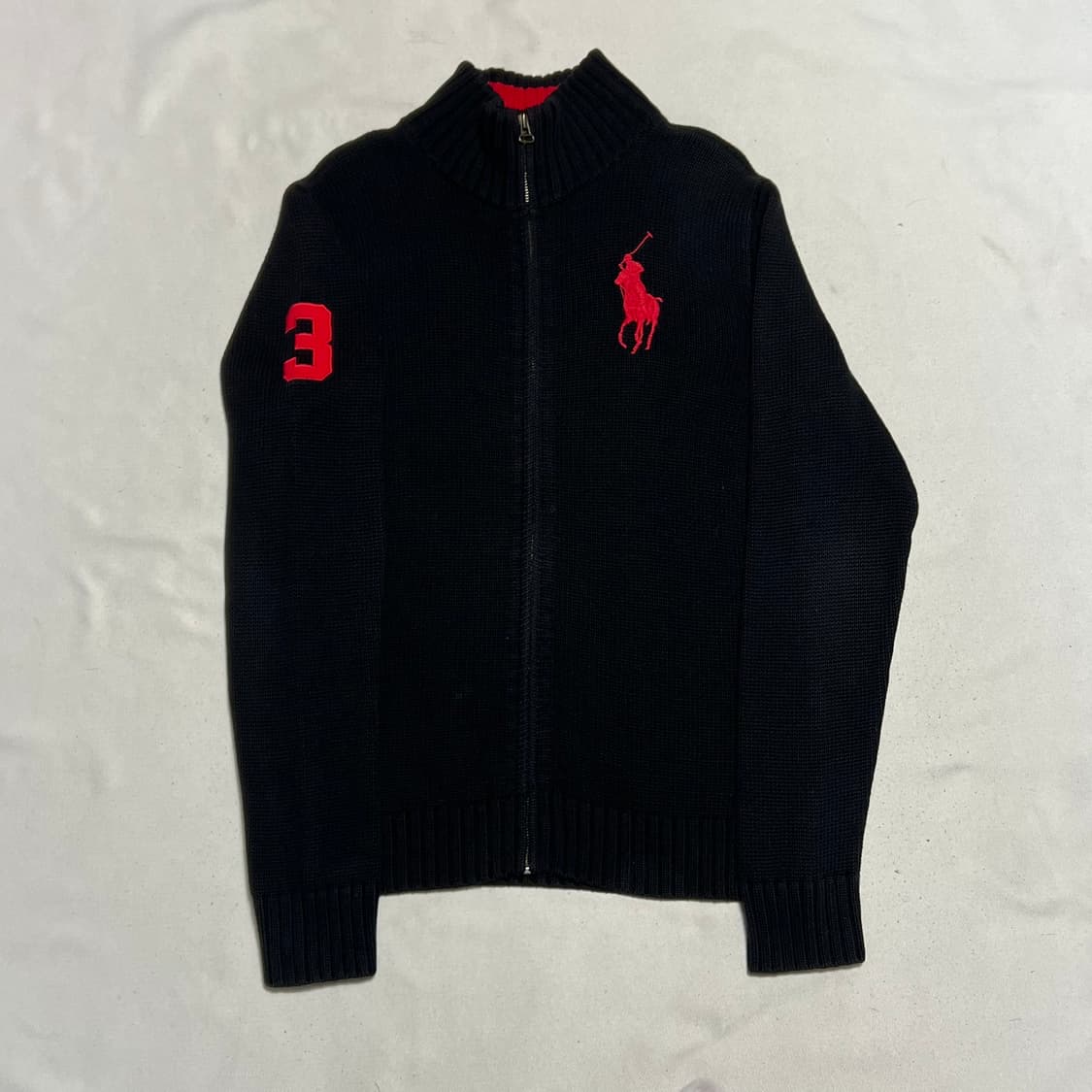 XL 폴로랄프로렌 코튼 빅포니 블랙 니트 집업 상품이미지2