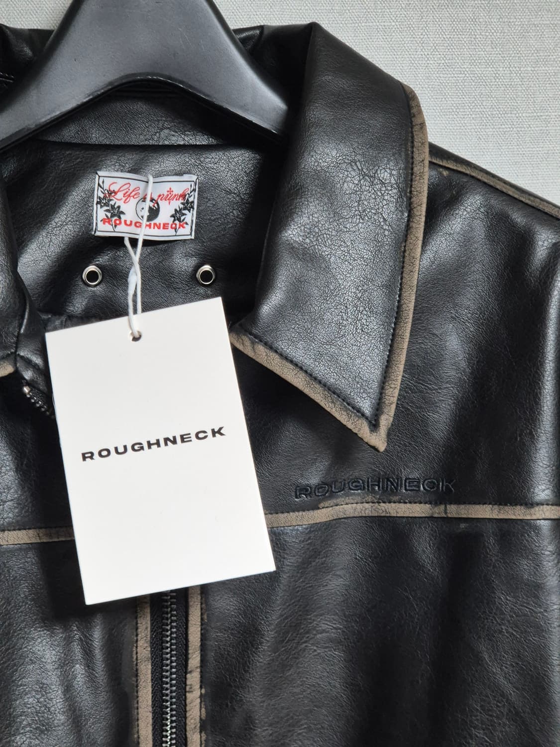 러프넥 워싱 레더 블루종 상품이미지6