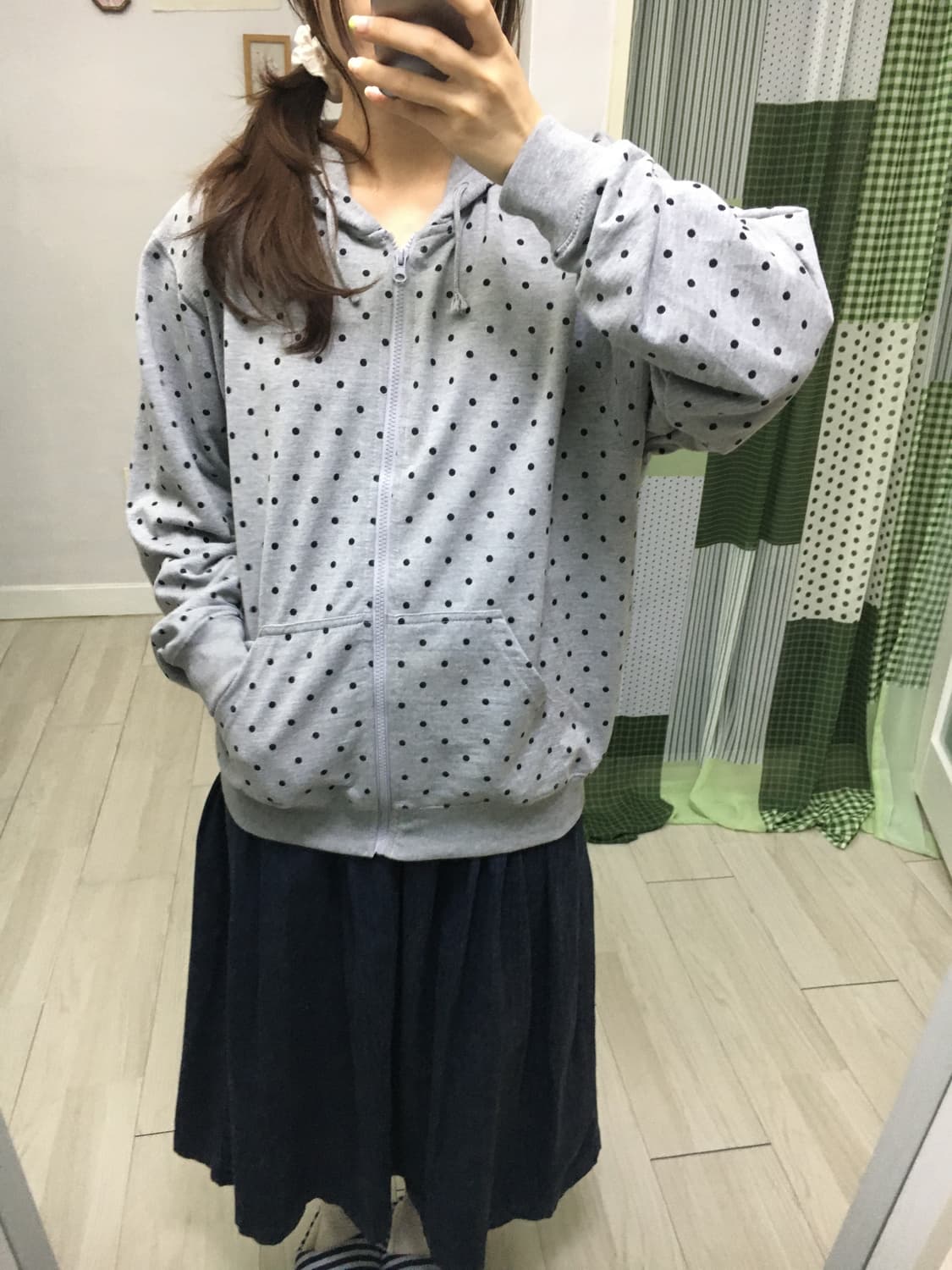 그레이 도트 후드집업 상품이미지9