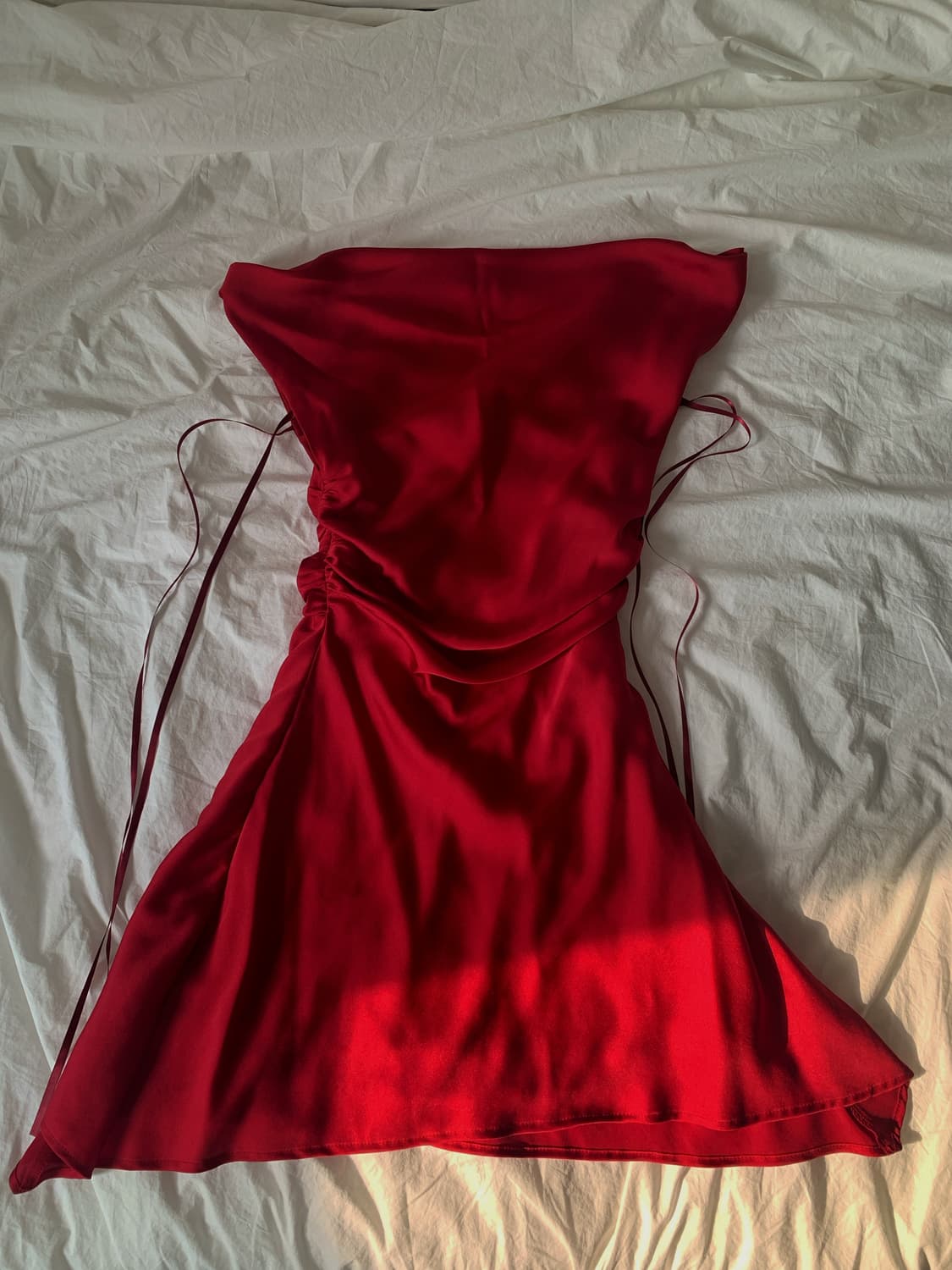 페인오어플레저 듀 카울 새틴 드레스 (레드, S) 상품이미지3