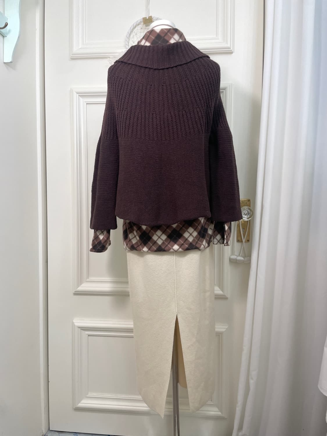 ivory back slit basic knit long skirt 상품이미지8