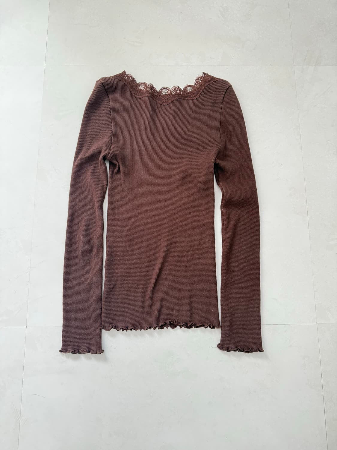 브라운 레이스 긴팔티  상품이미지6