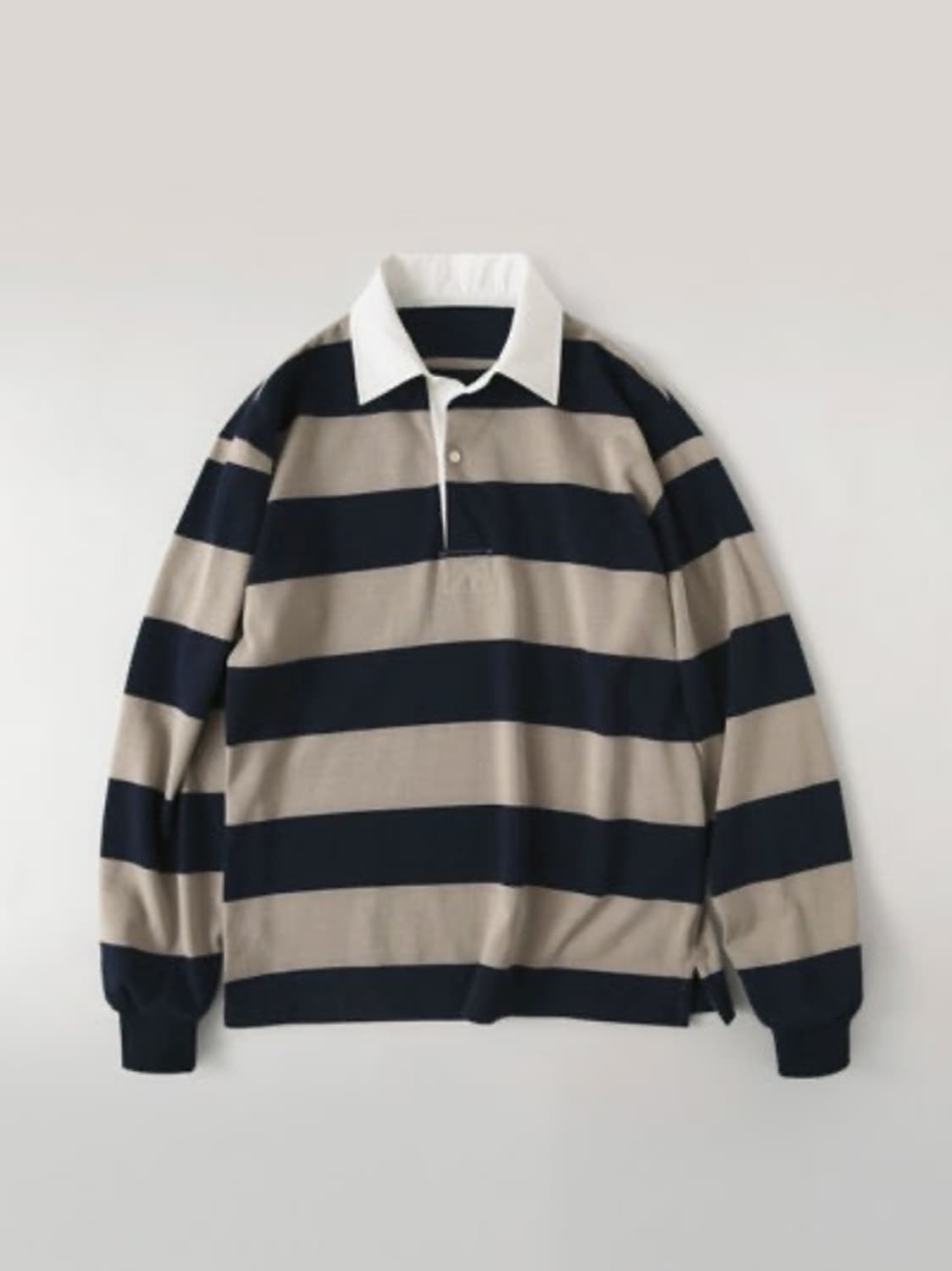 오로 oro 루즈핏 스트라이프 럭비 티셔츠 샌드베이지 S 상품이미지4