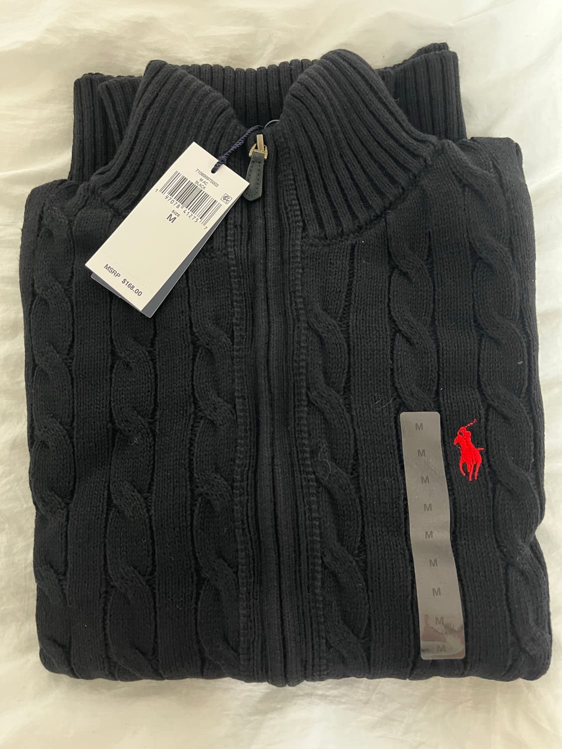 폴로 꽈배기 풀집업 니트 M 상품이미지3