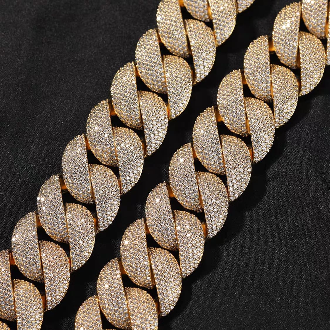 Oceanora 24mm 헤비 지르콘 큐반 체인 금도금 남성 목걸이 상품이미지3