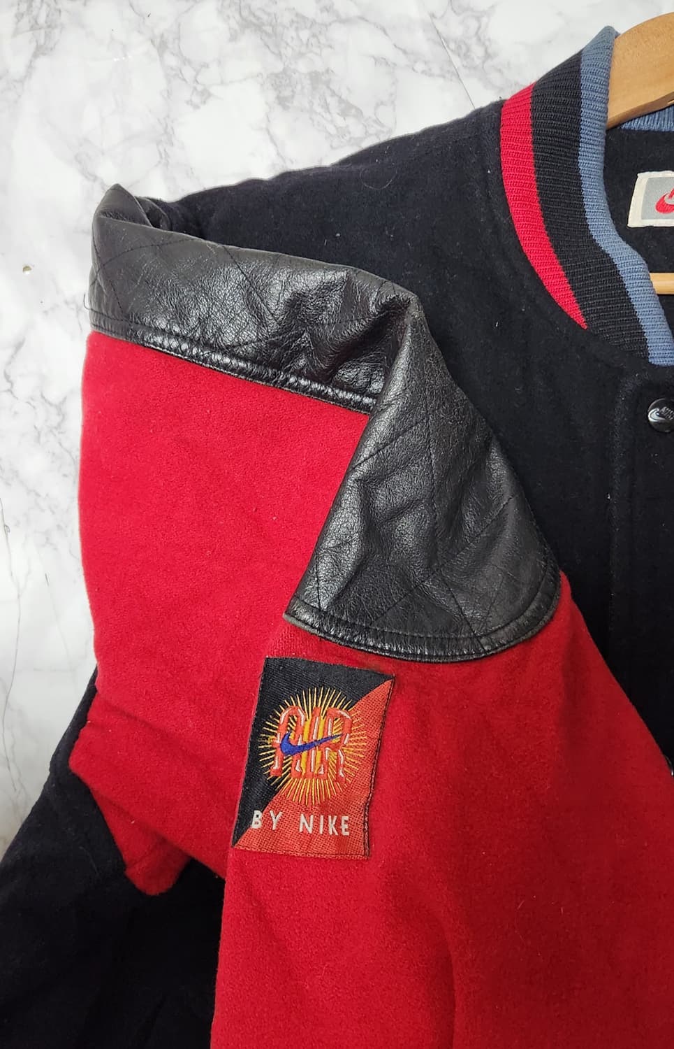 L 나이키 빅로고 90s 올드스쿨 바시티 가죽 자켓 상품이미지7