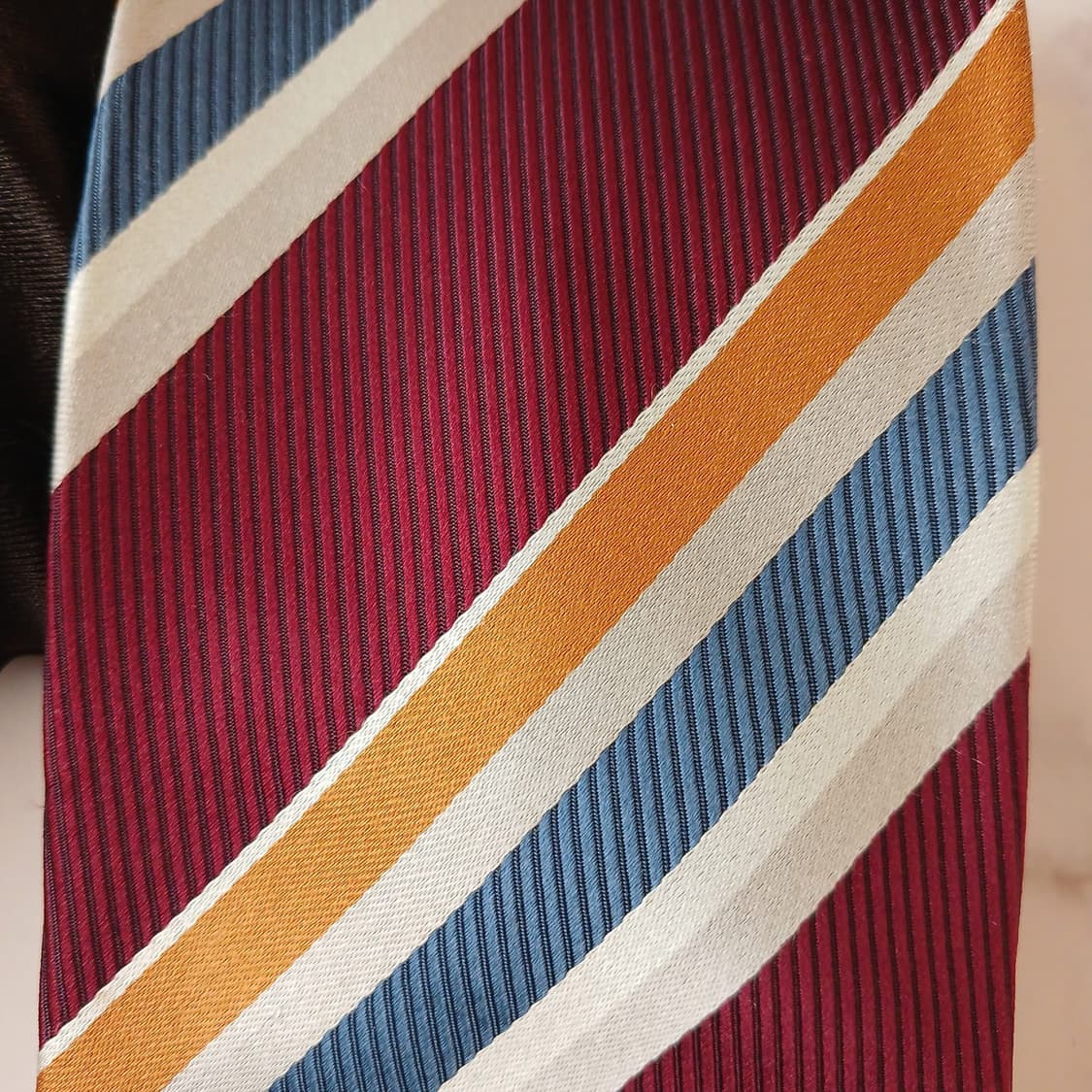 아쿠아스큐텀 실크 브라운 스트라이프 넥타이 9.2cm A등급 A19301 상품이미지6