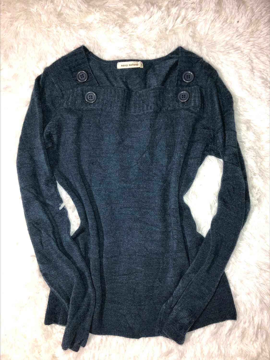 navy blue button square top 상품이미지1