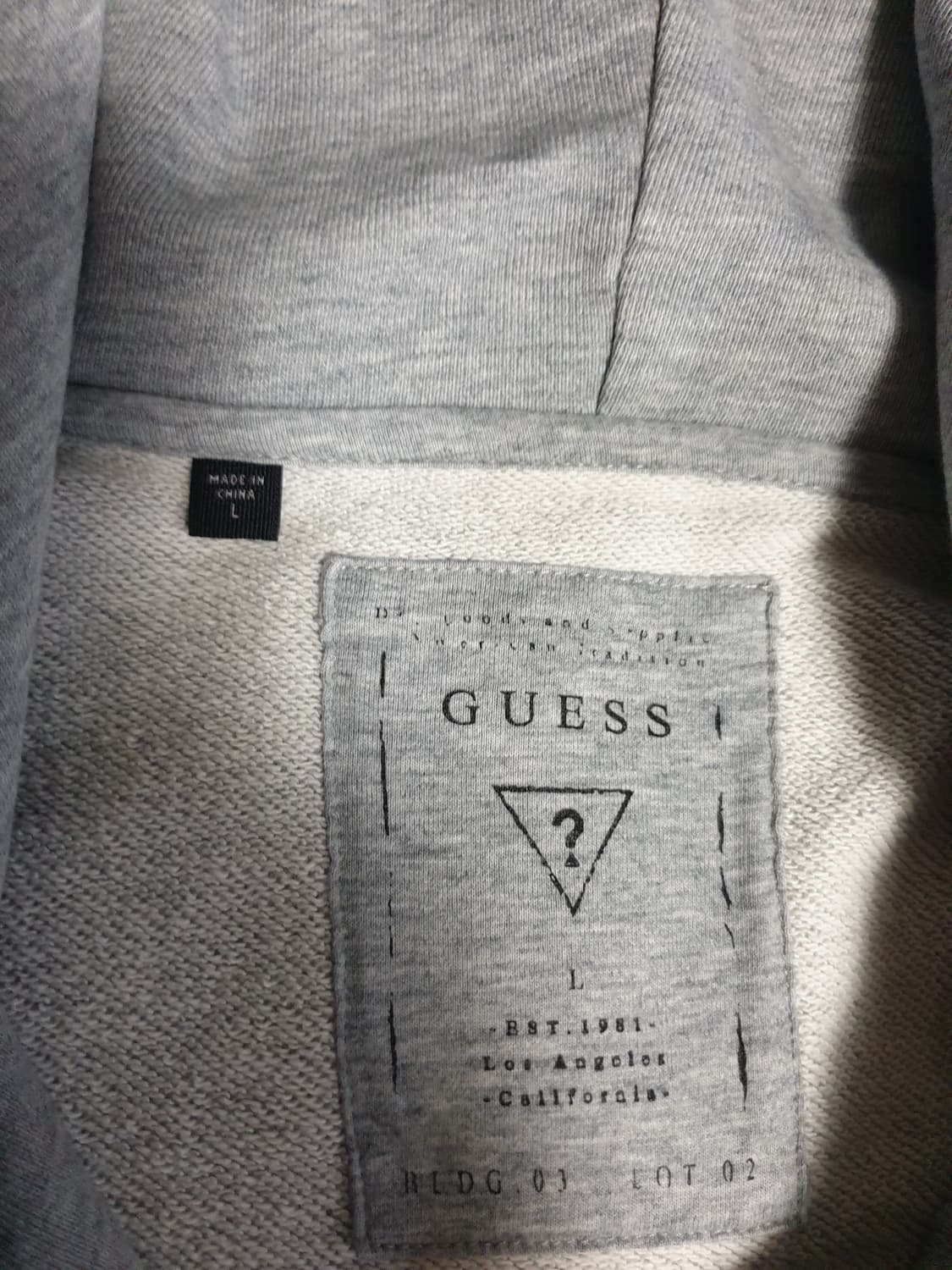 게스 올드스쿨 음각로고 혜비코튼 후드집업 그레이 (L) 상품이미지4