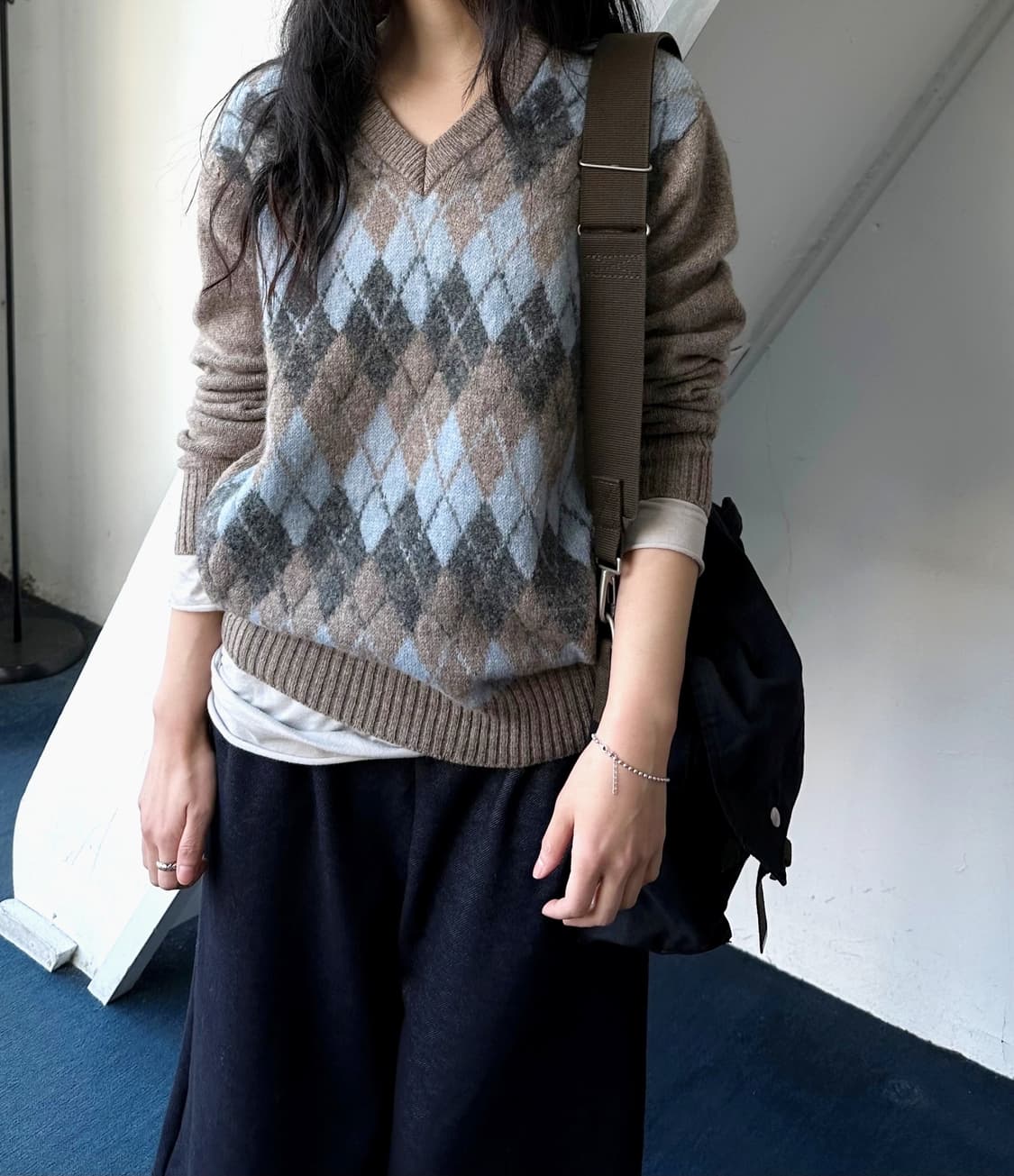 Dry boucle wool argyle pattern knit P/O 상품이미지8