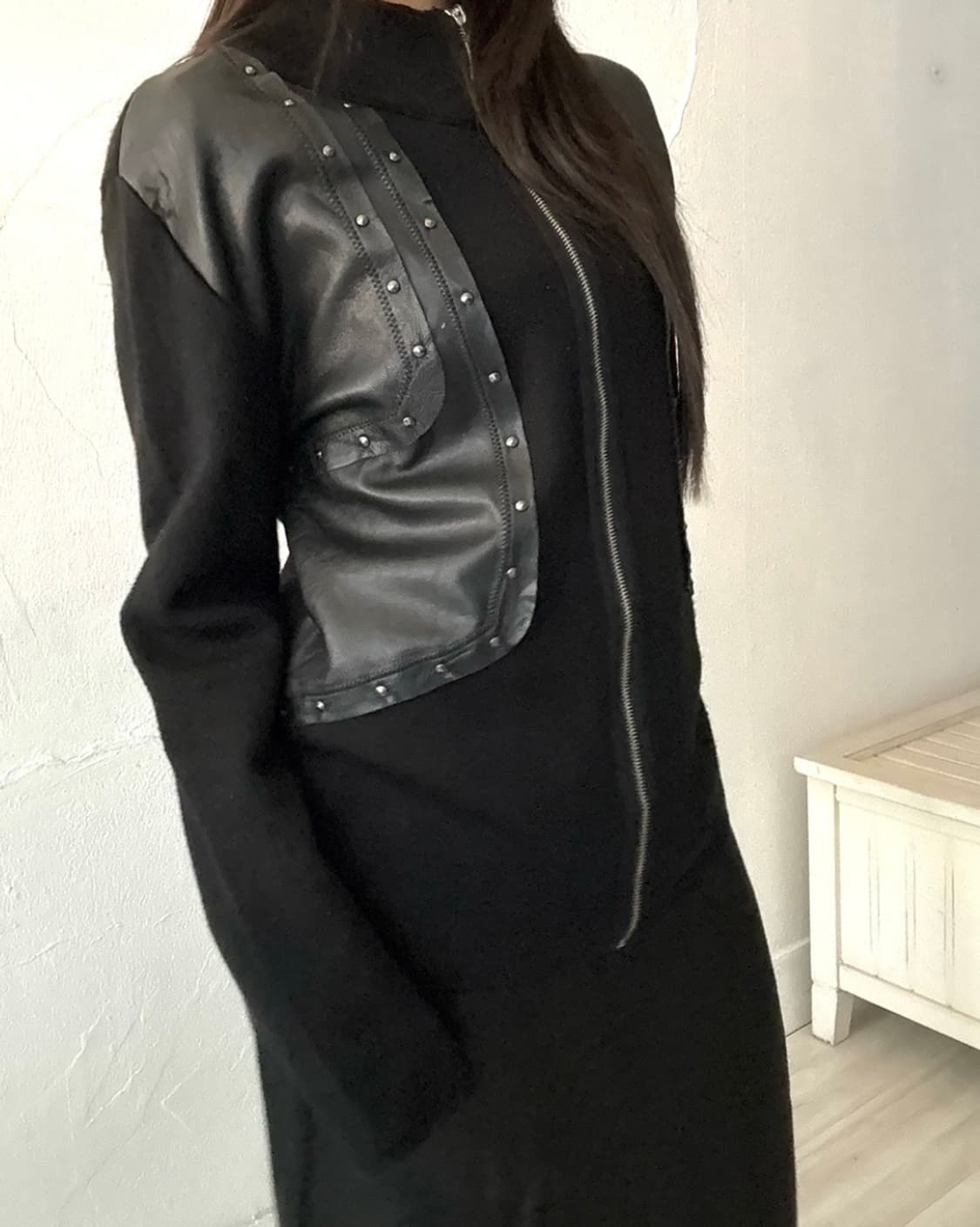 Real Leather point knit zip-up 상품이미지6