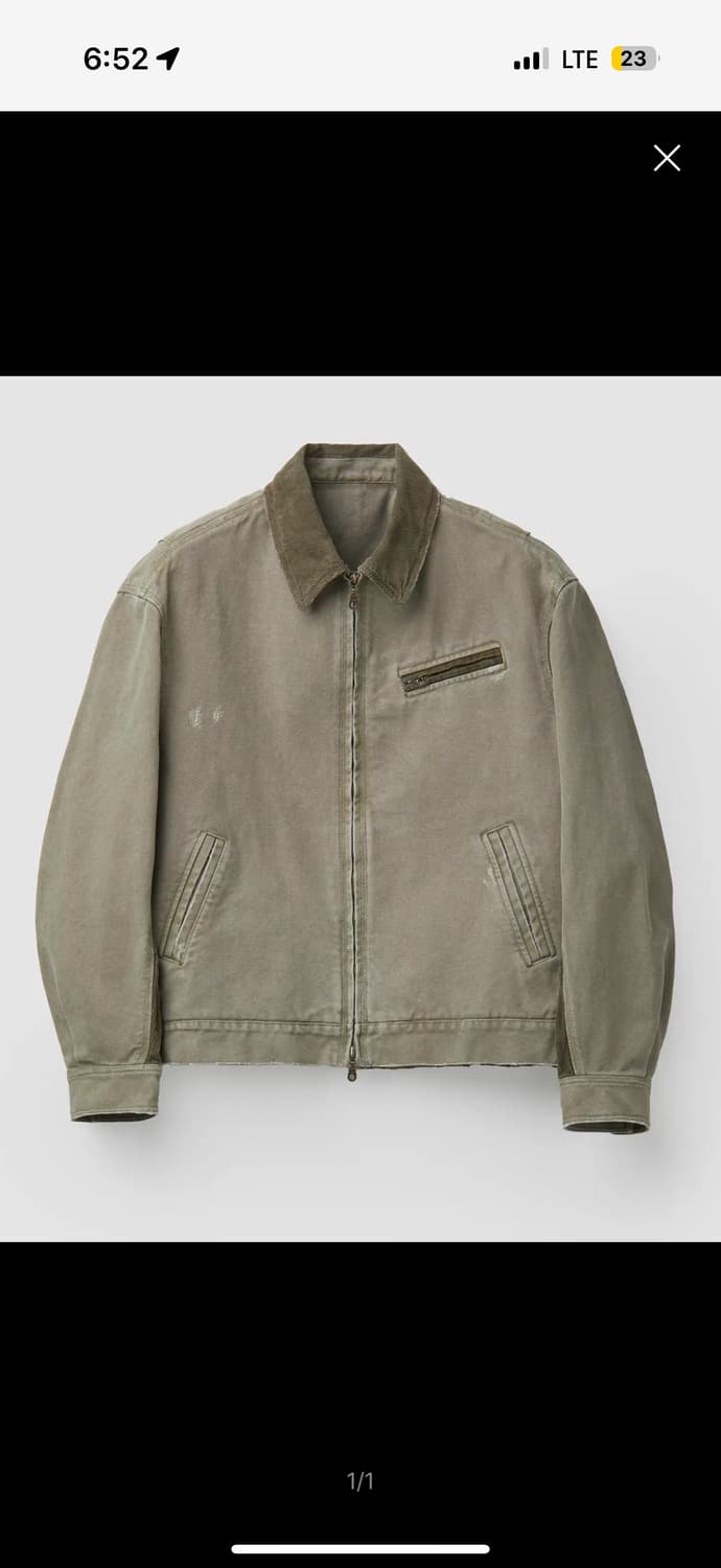 [S] 쿠어 오버 다잉 페이디드 데미지 워크 자켓 워시드 카키 상품이미지1