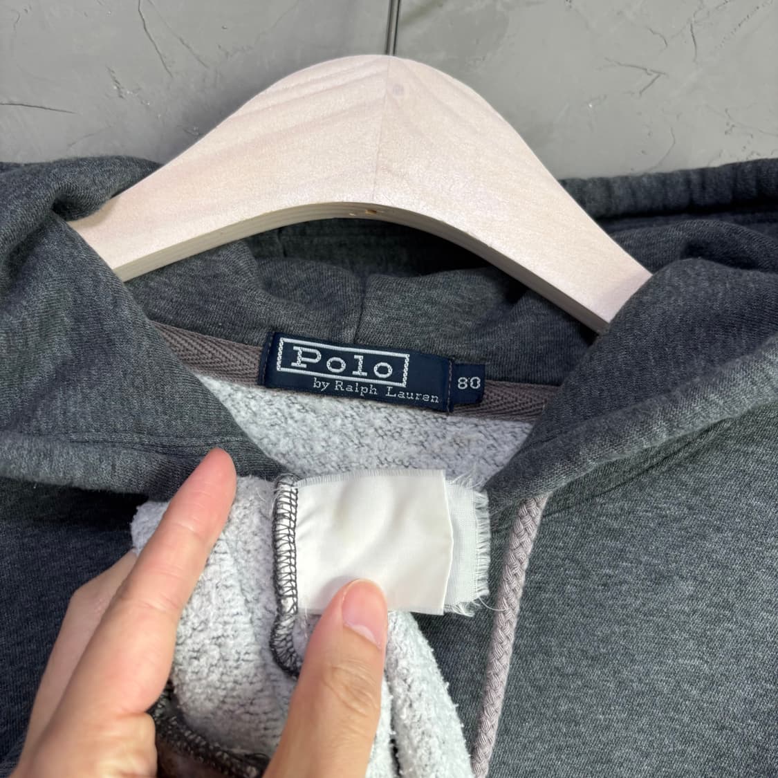 폴로 랄프로렌 후드집업 그레이 버건디 상품이미지4