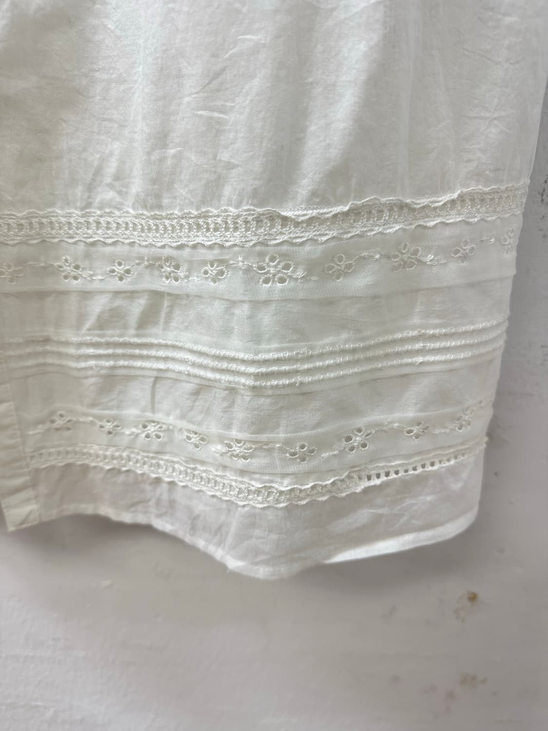 일본빈티지 화이트 레이스 디테일 코튼 100% 블라우스 원피스 상품이미지4