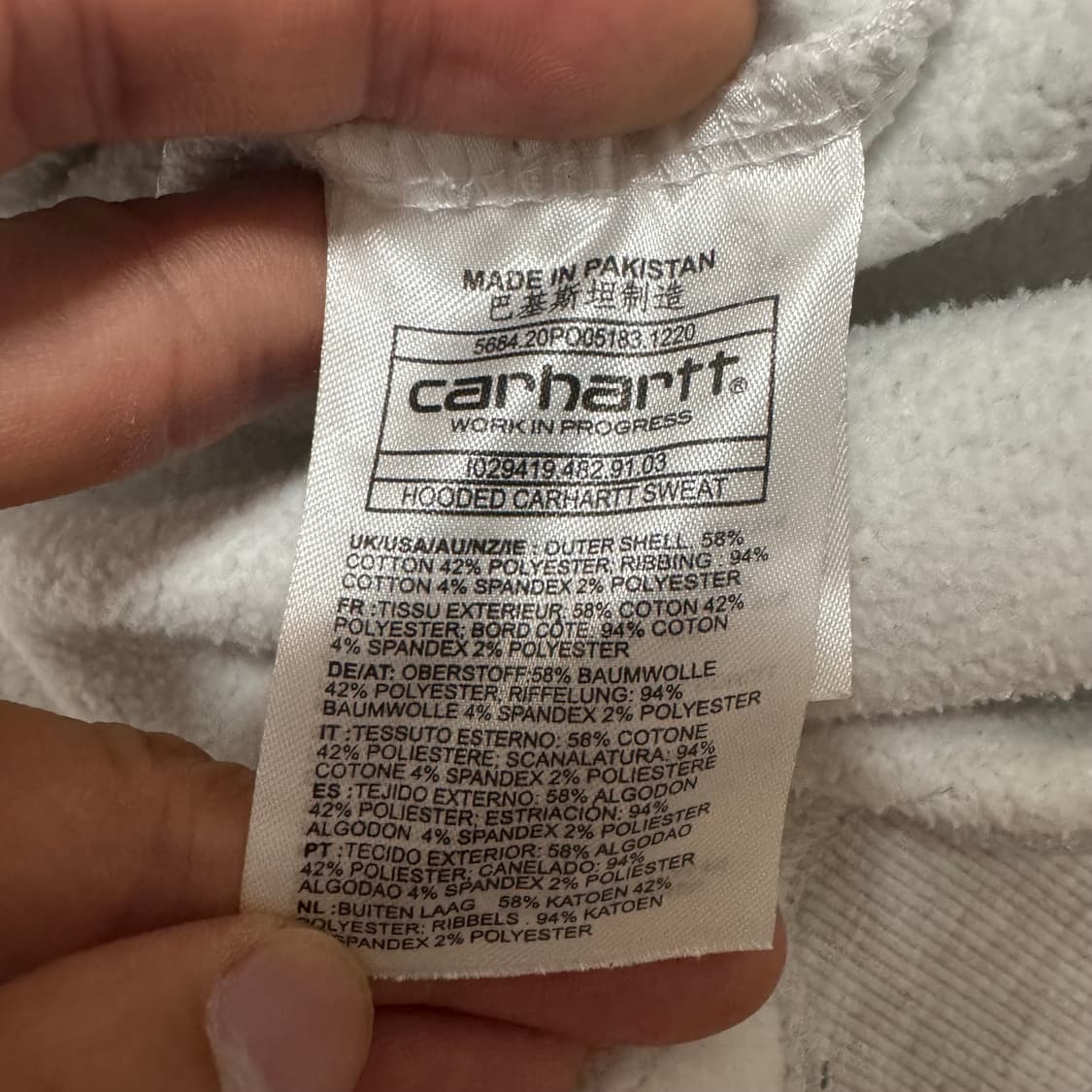 칼하트 WIP 화이트 그레이 후드티 상품이미지5