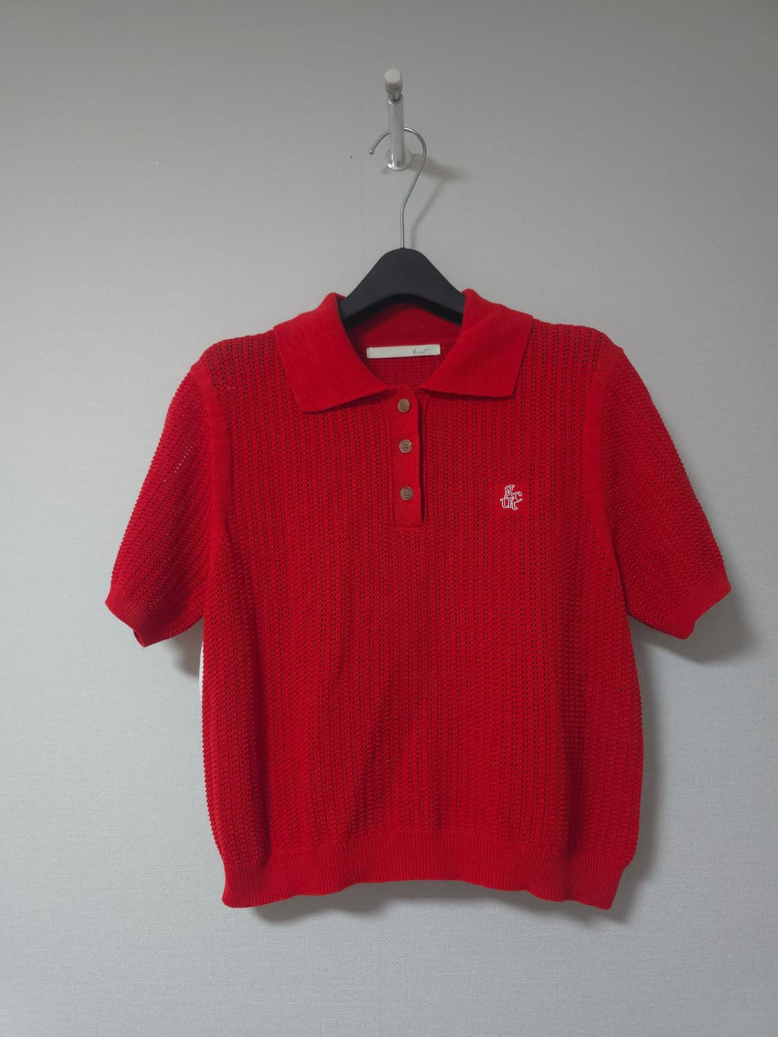 지컷 레드  카라 펀징 니트티 F 상품이미지1