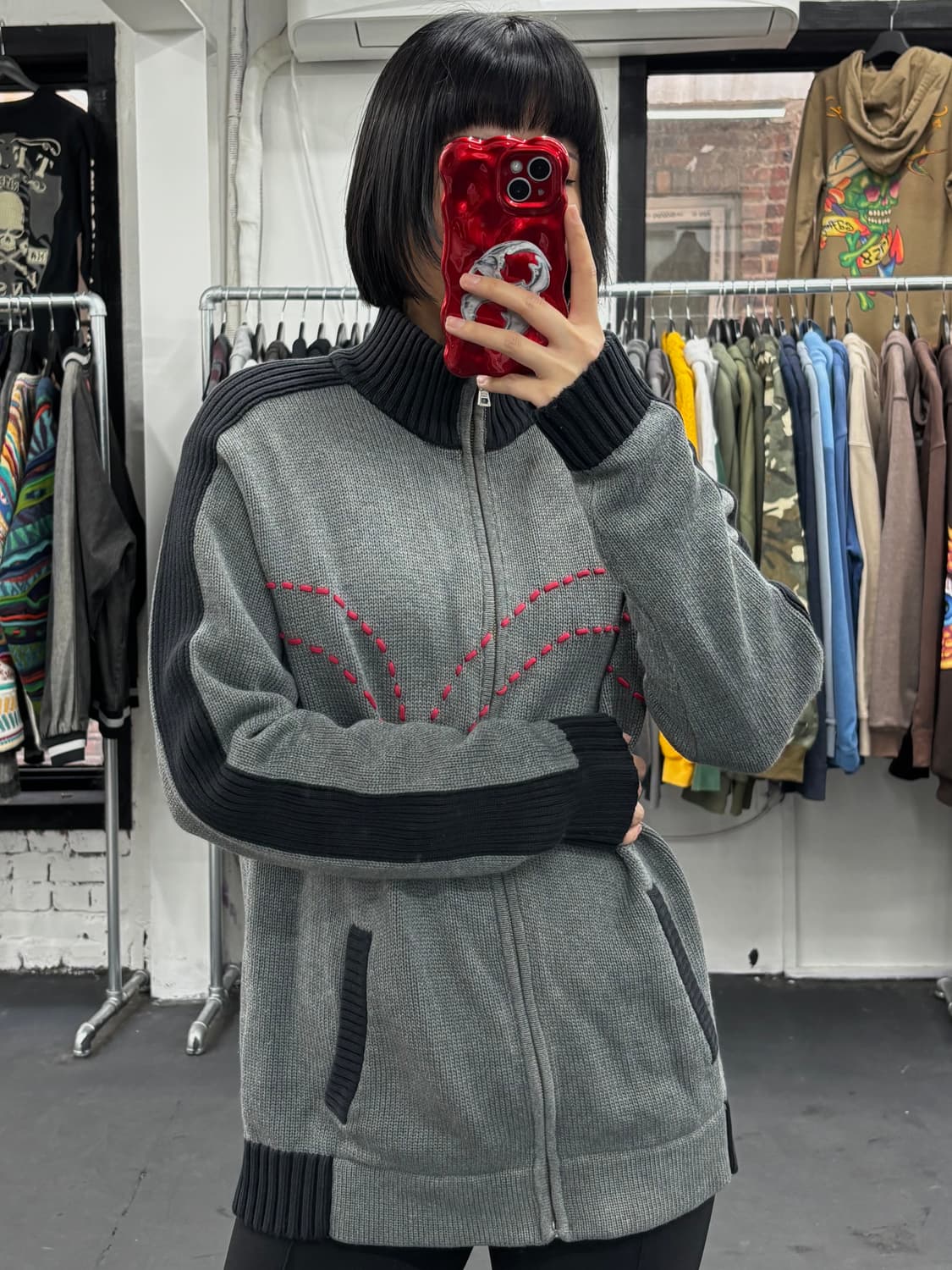 리바이스 빅로고 니트집업 상품이미지2