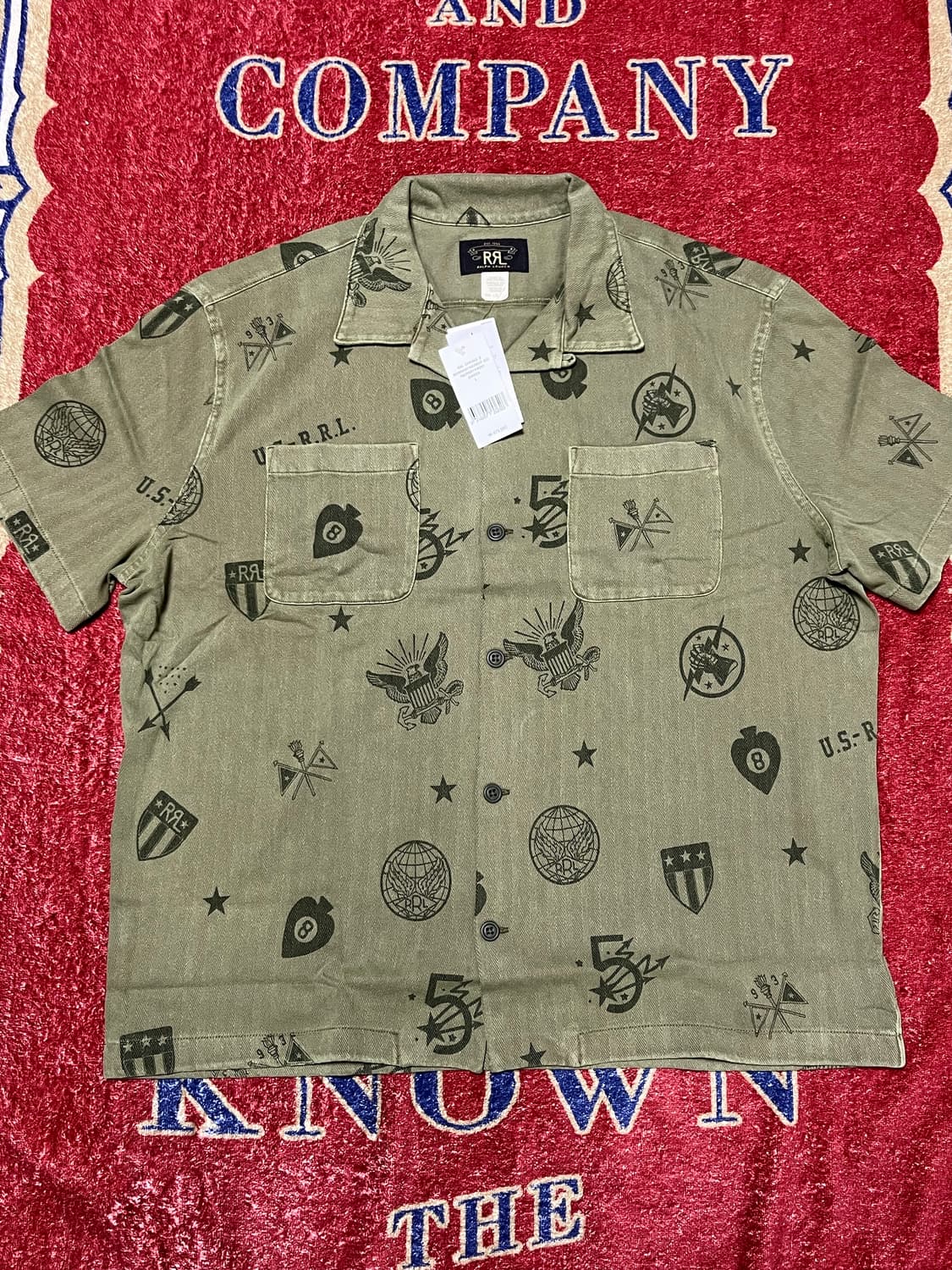 더블알엘 (RRL) 니트 헤링본 트윌 캠프셔츠 반팔셔츠 상품이미지2