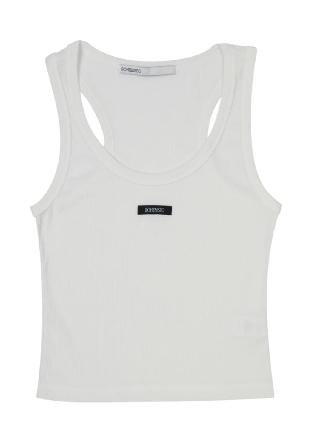 보헤미안서울 베이직 슬리브리스 크롭탑 화이트 아이보리 상품이미지1