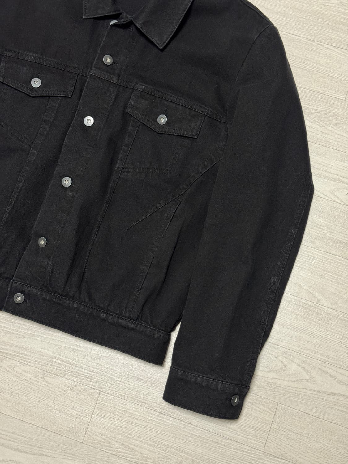 일류 Misaligned denim jacket (Black) 1 상품이미지4