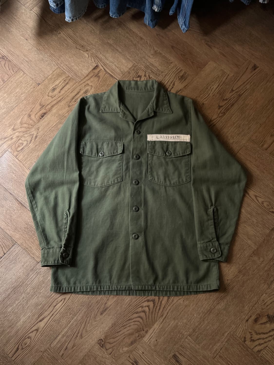 [M]70's 오리지널 U.S ARMY OG-107 밀리터리 셔츠 상품이미지1