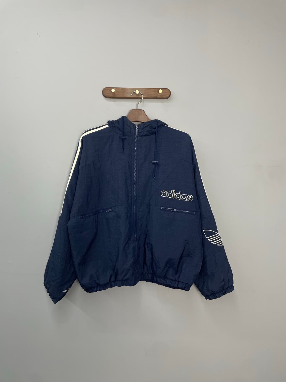 아디다스 90s 올드스쿨 나일론 트랙 네이비 바람막이 자켓 H1539 상품이미지2