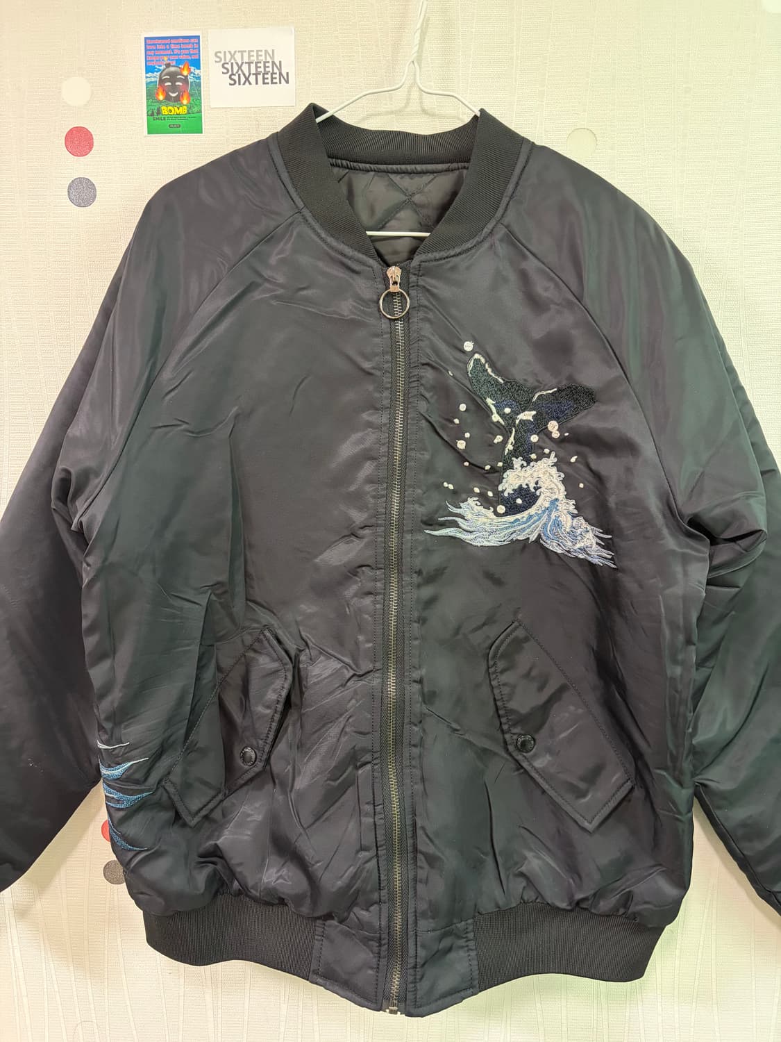 일본풍 빈티지 자수 블랙 항공점퍼 상품이미지1