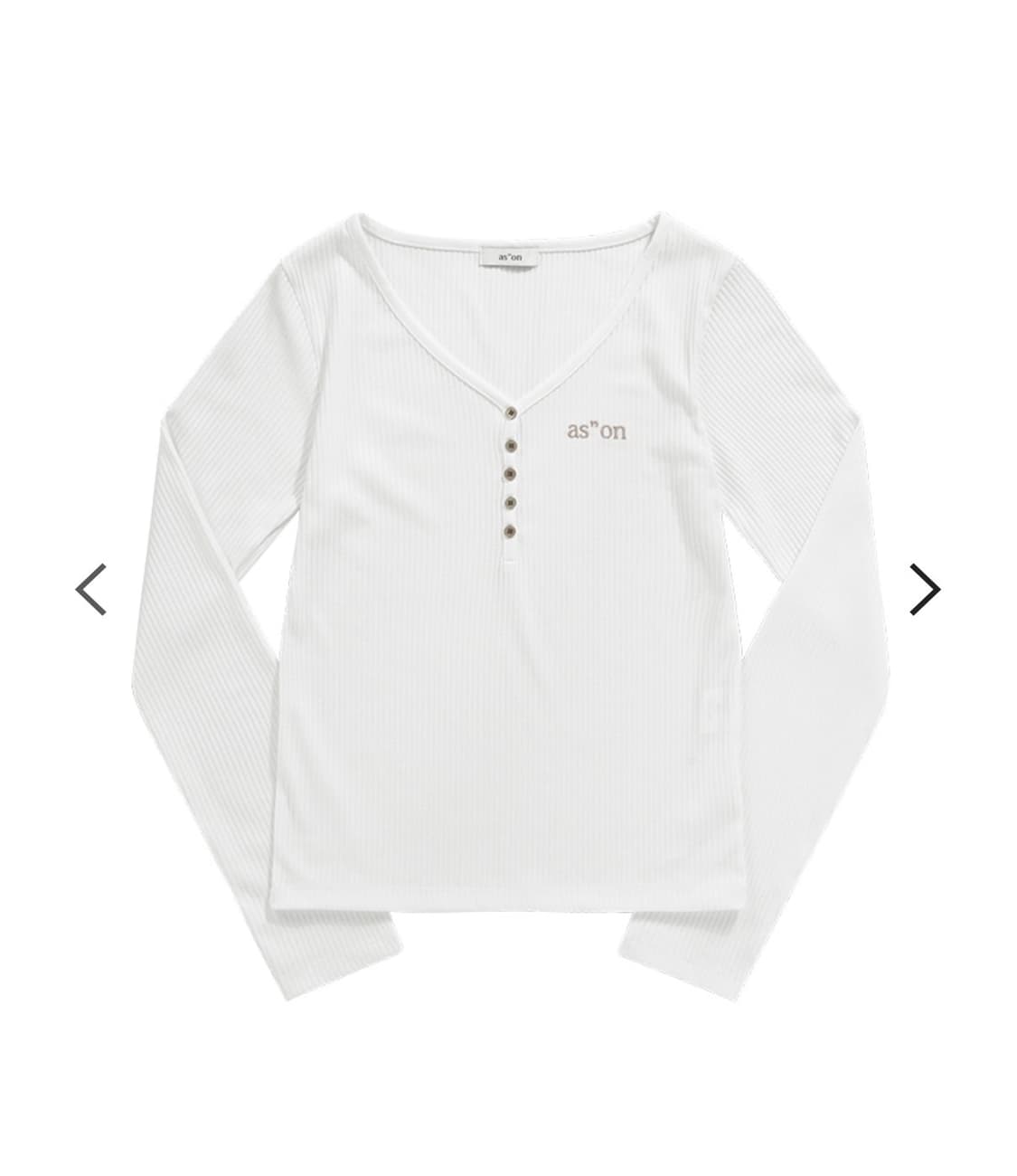 WISH RIBBED BUTTON TEE / IVORY 상품이미지1