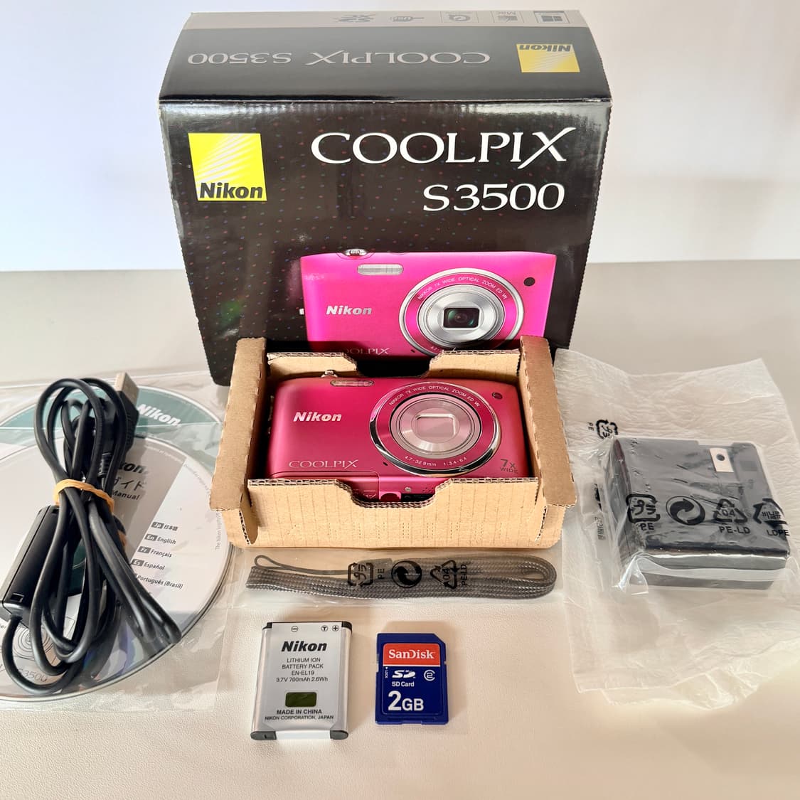 🌸사쿠라픽 풀박스 미품🌸니콘 쿨픽스 S3500 핑크　빈티지디카 상품이미지3