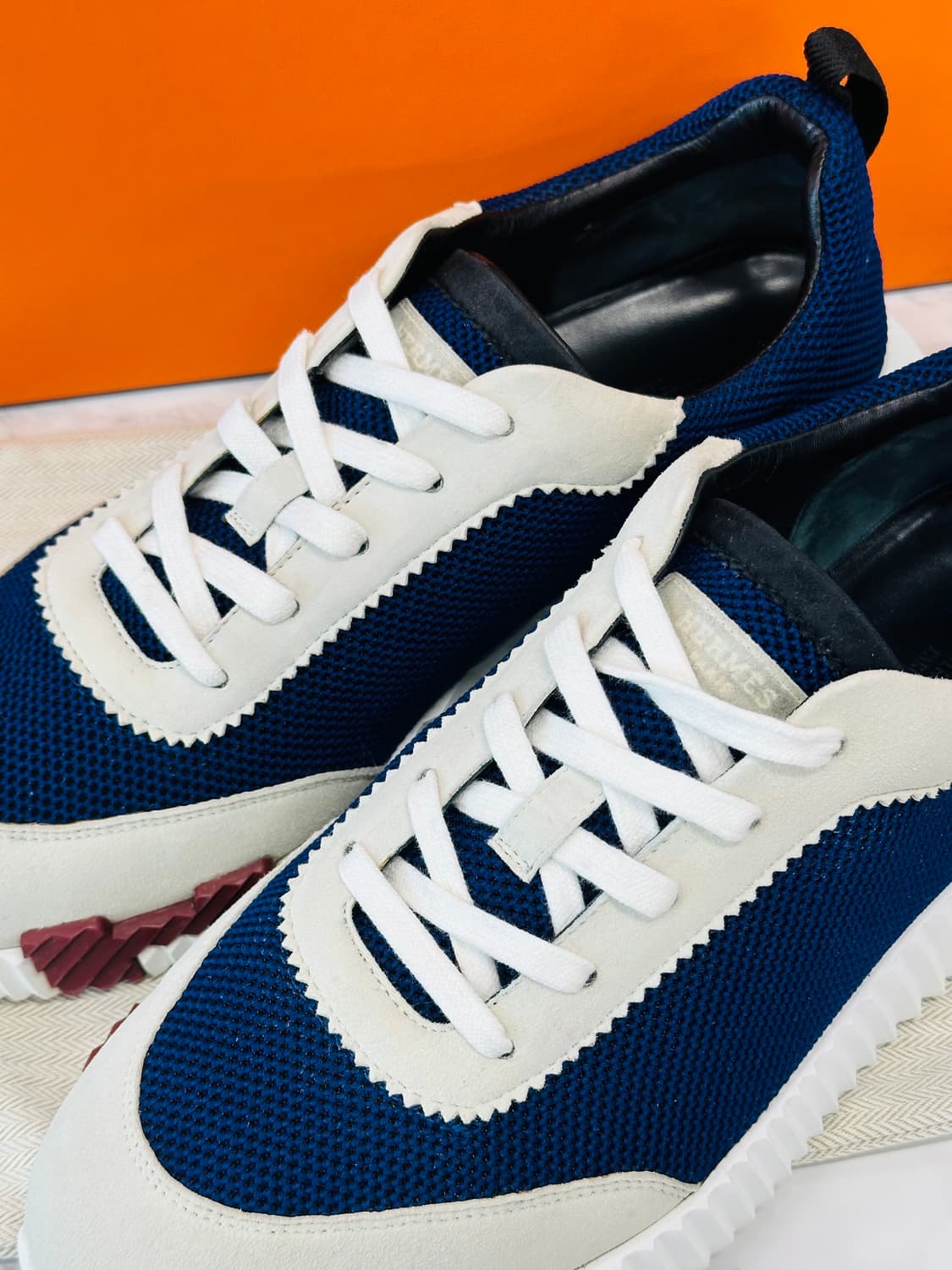 (43) 에르메스 바운싱 스니커즈 메쉬 스웨이드 마린 상품이미지6