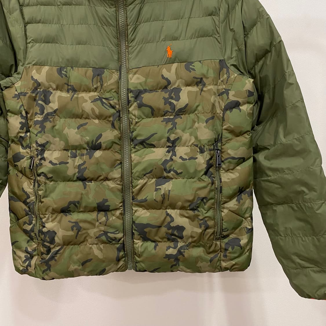 폴로 랄프로렌 신형 카모 오렌지 리버시블 경량 패딩 상품이미지6