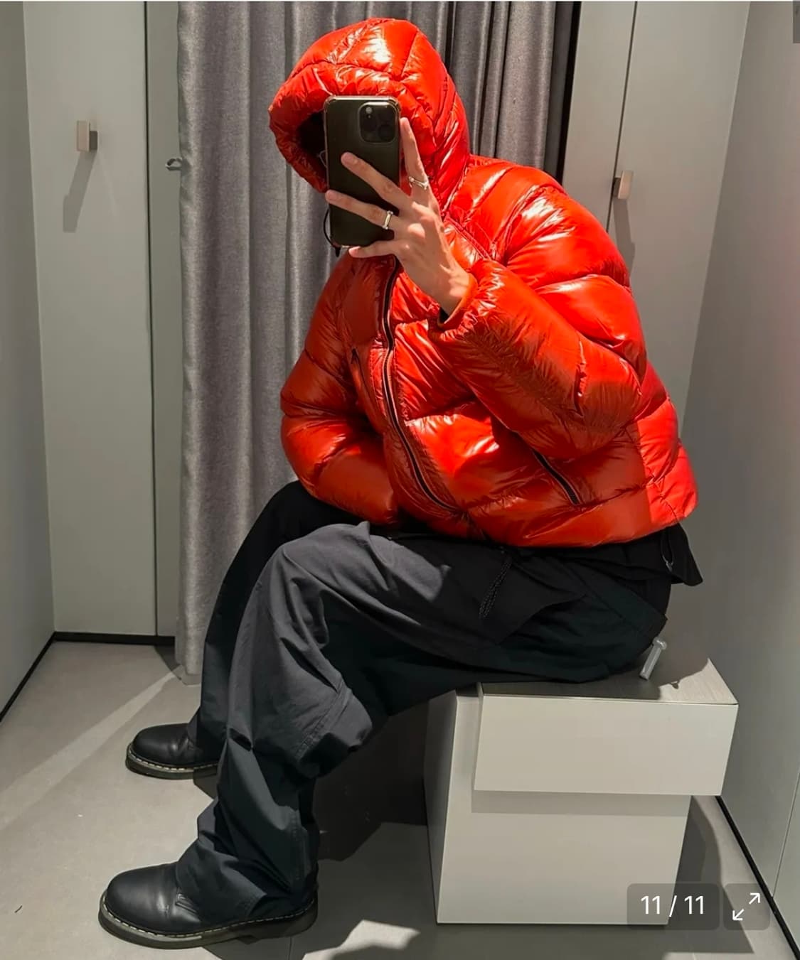 무신사 시티레저 다운 숏 패딩 오렌지 L 상품이미지4