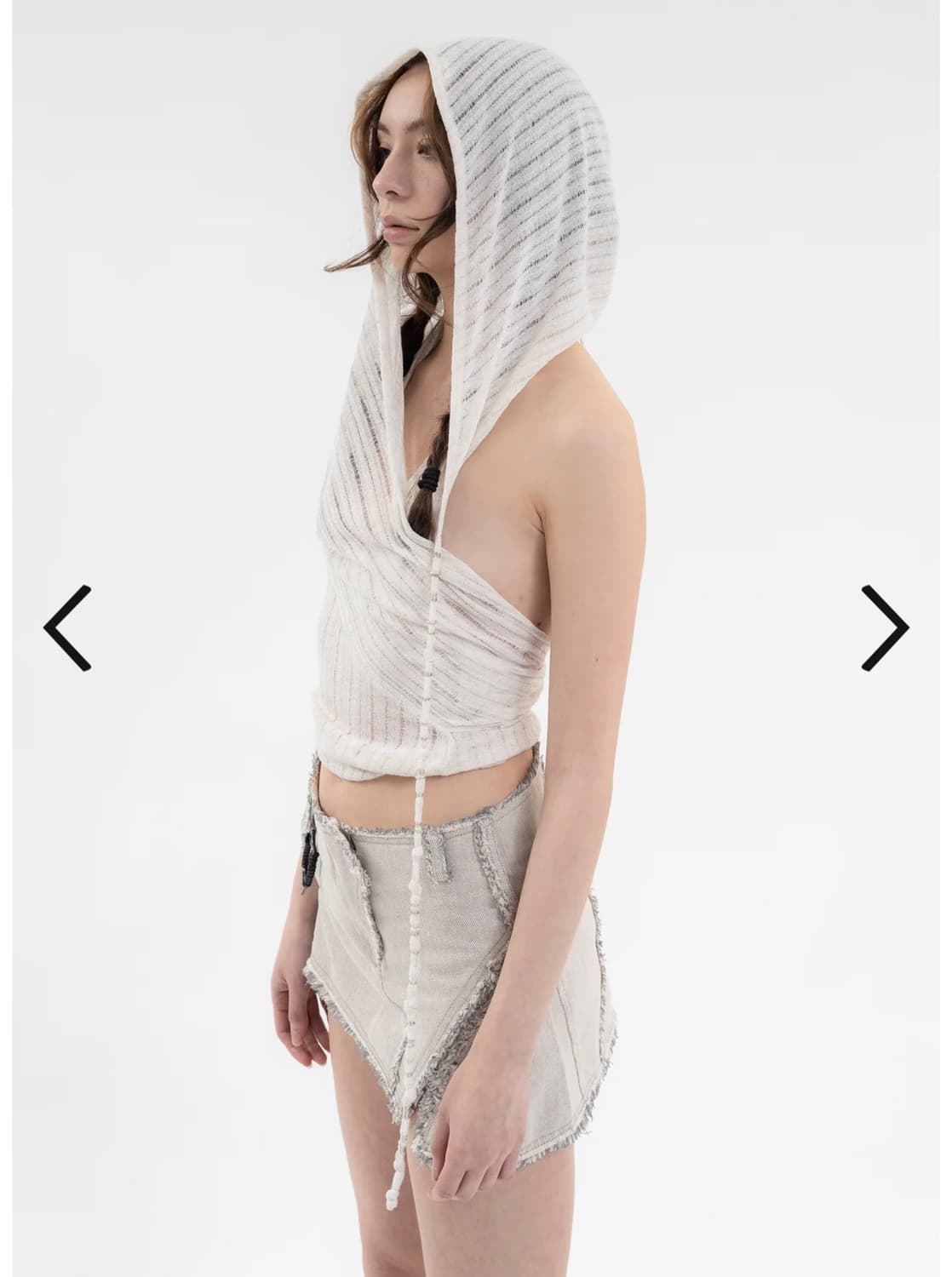 IVORY HOODED HALTER TOP 상품이미지4