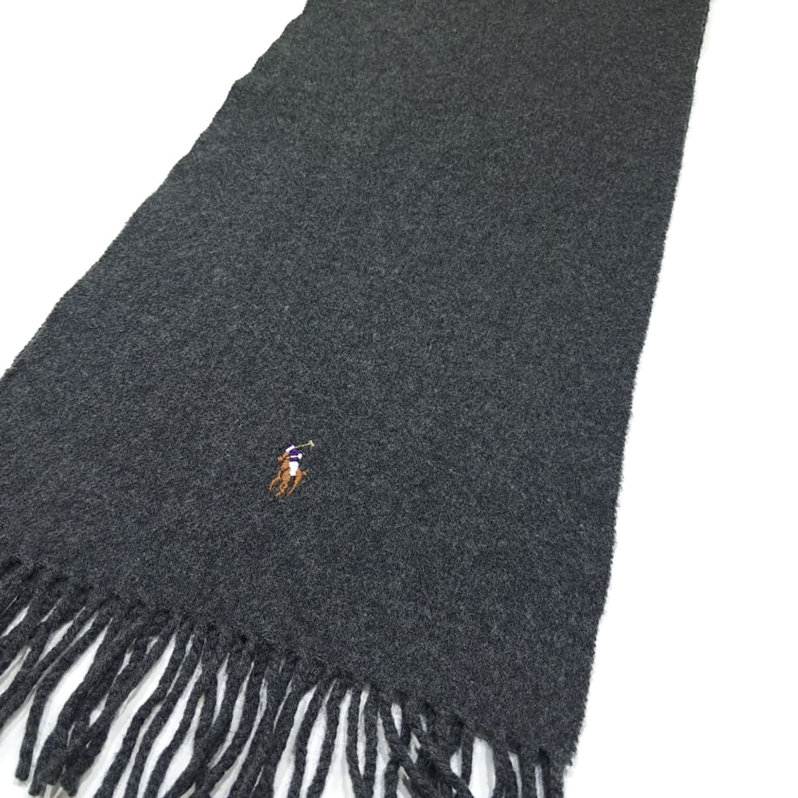 MX396 폴로 이태리판 버진울 포니자수 차콜 머플러 목도리 상품이미지3