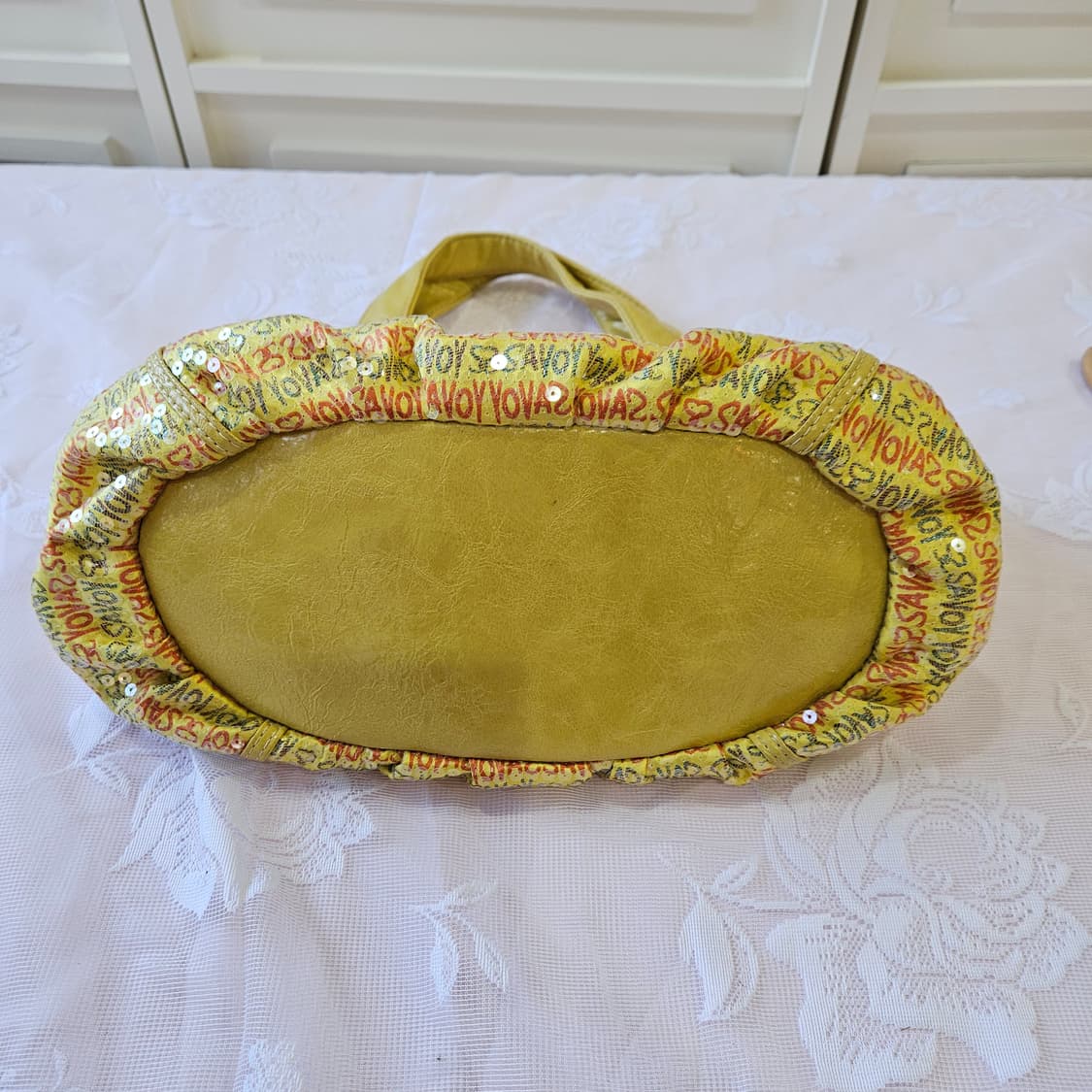 사보이 옐로우 하트 스팽글 토트백 상품이미지8