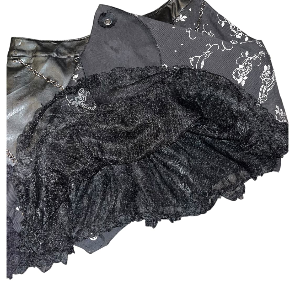 BODY LINE 바디라인 레더 체인 장미프린팅 스커트 펑크y2k 상품이미지3