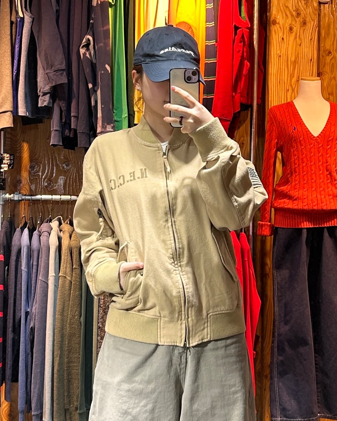 S 뉴에라 N.E.C.C. 성조기 패치 샌드베이지 코튼 블루종 상품이미지1