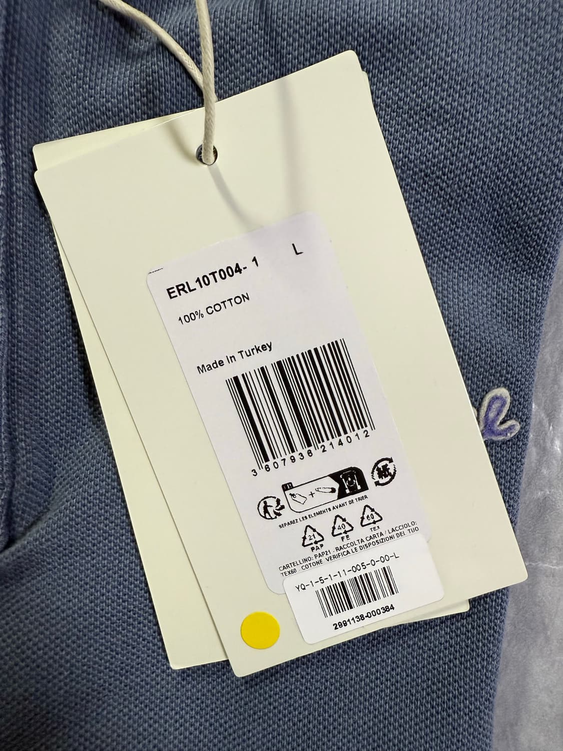 [L] ERL 스크립트 폴로 티셔츠 블루 상품이미지4