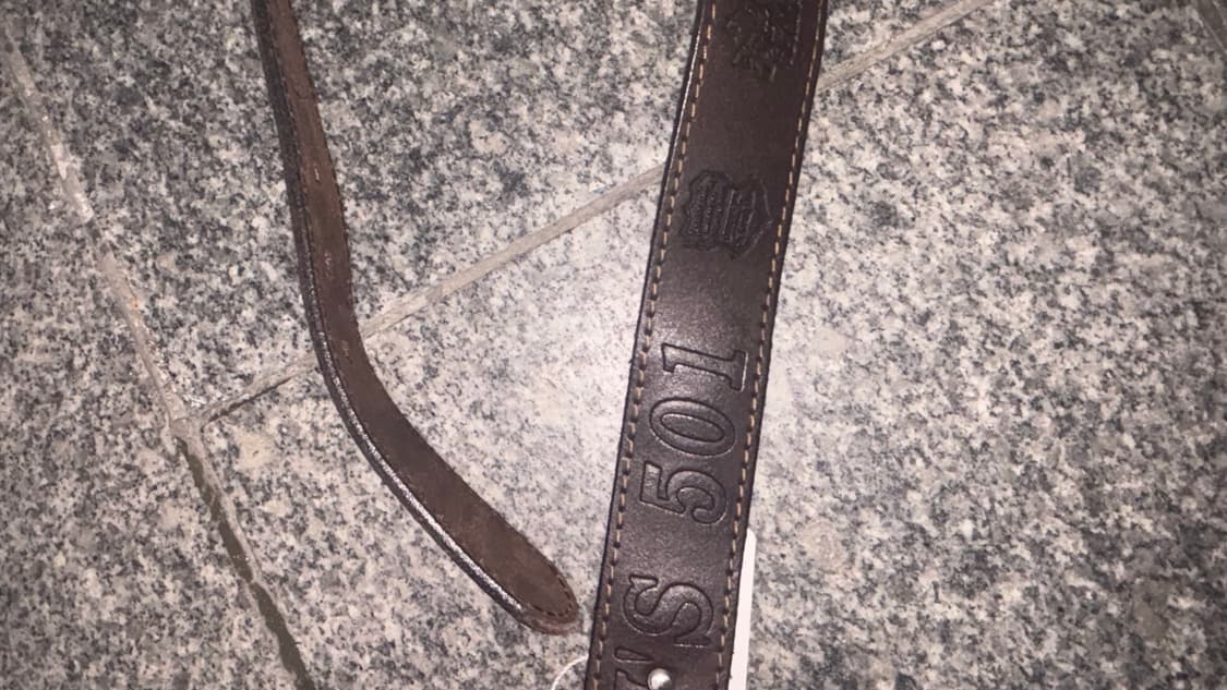 리바이스 501 브라운 레터링 레더 벨트  상품이미지3