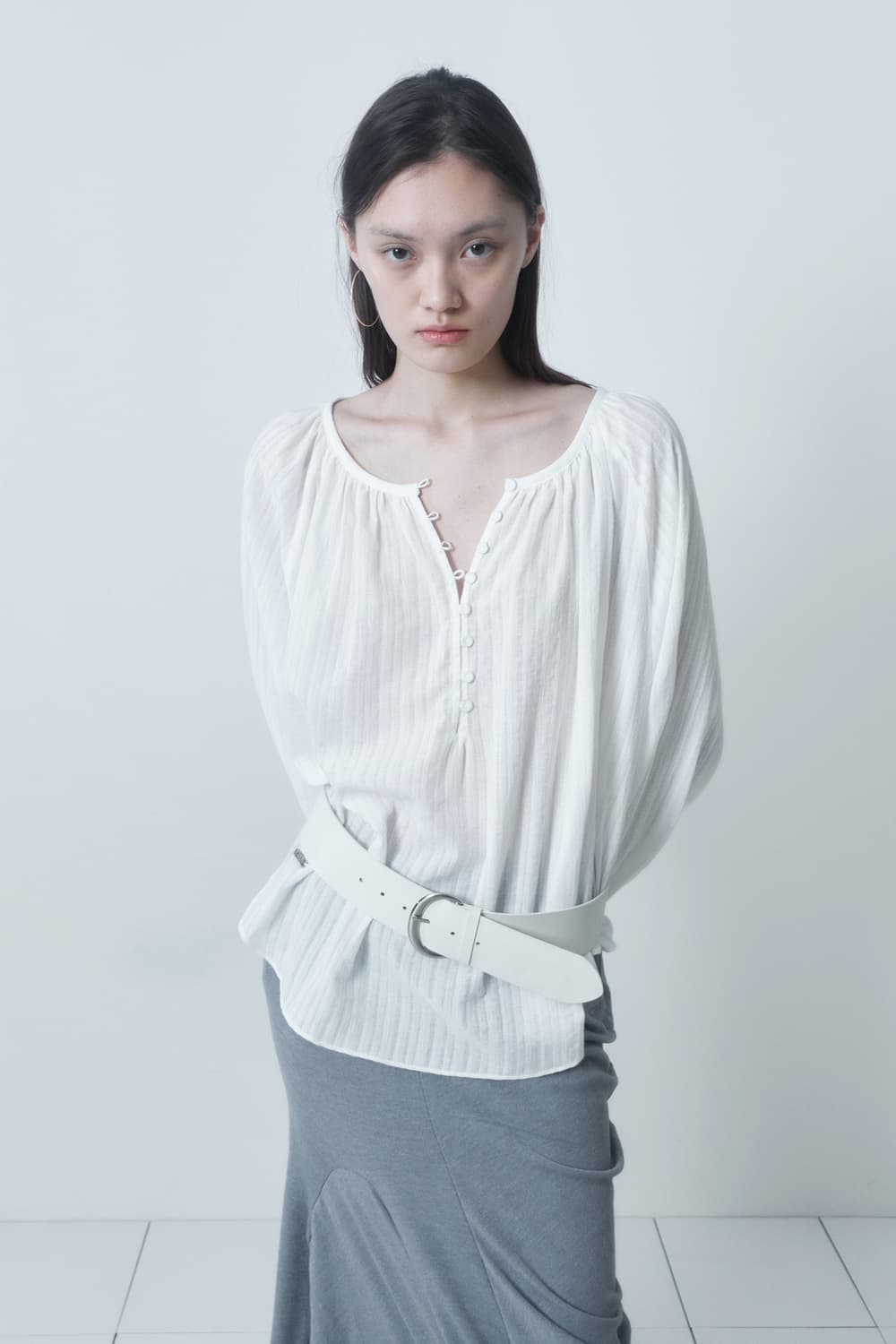 cerric COW SKIN WIDE BELT / WHITE  상품이미지4