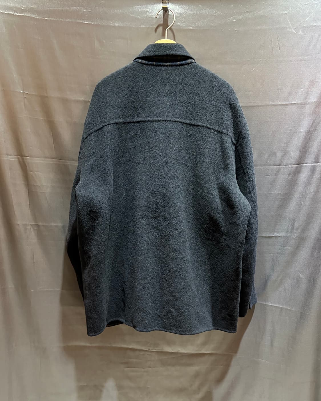 XL YSL 입생로랑 포켓 심볼로고 체크카라 울 싱글코트 상품이미지3