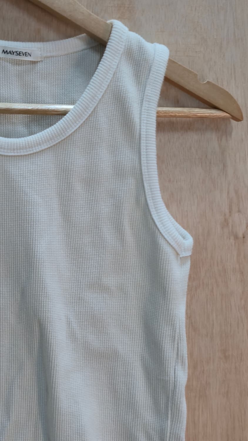 아이보리 와플 니트 슬리브리스 상품이미지4