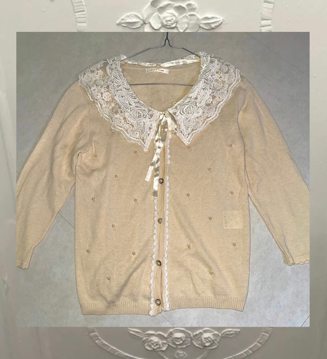 axes femme 엑시즈팜 레이스 카라 7부 가디건 모리걸 페어리 상품이미지1