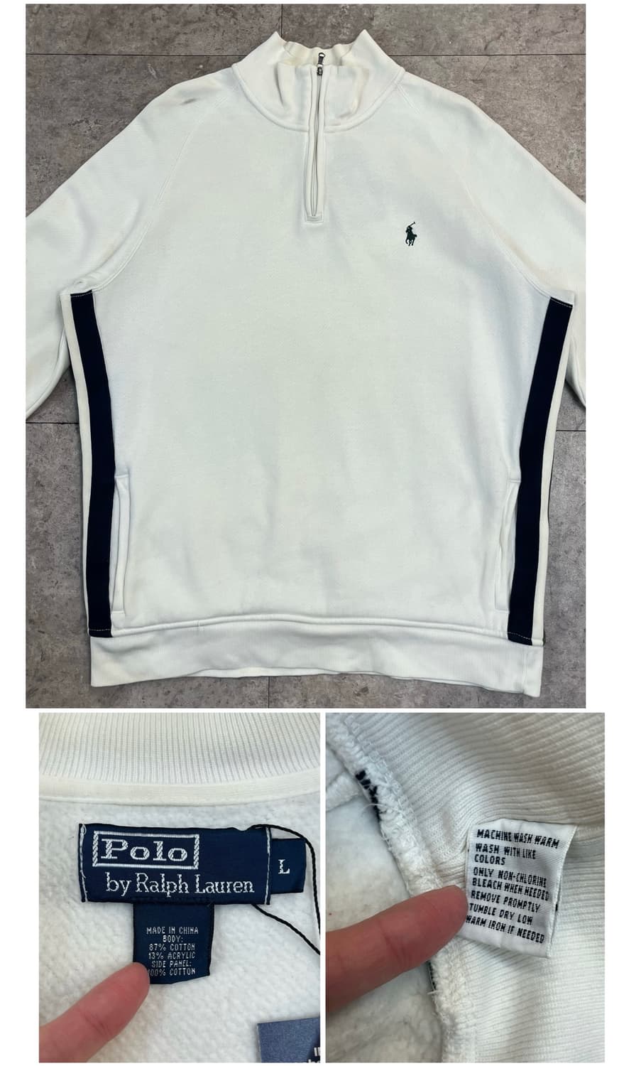 폴로 랄프로렌 반집업 기모 맨투맨 화이트 L #csz3966  상품이미지3