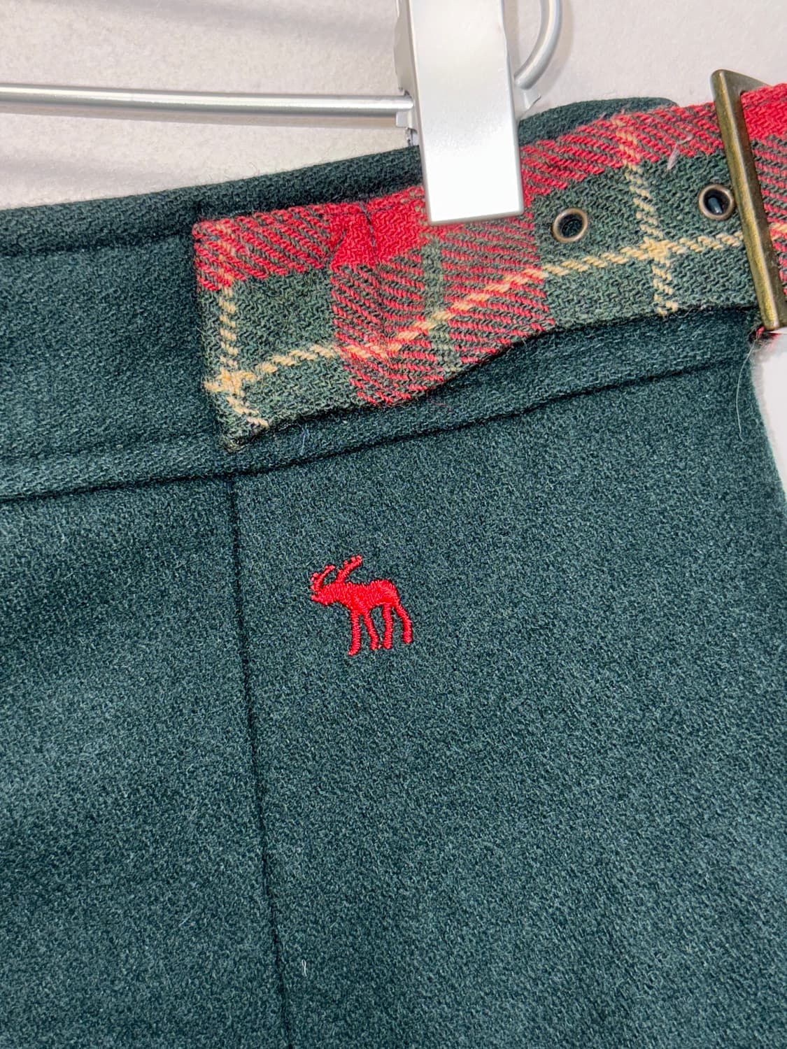 Deep green check buckle wool pleats sk 상품이미지3