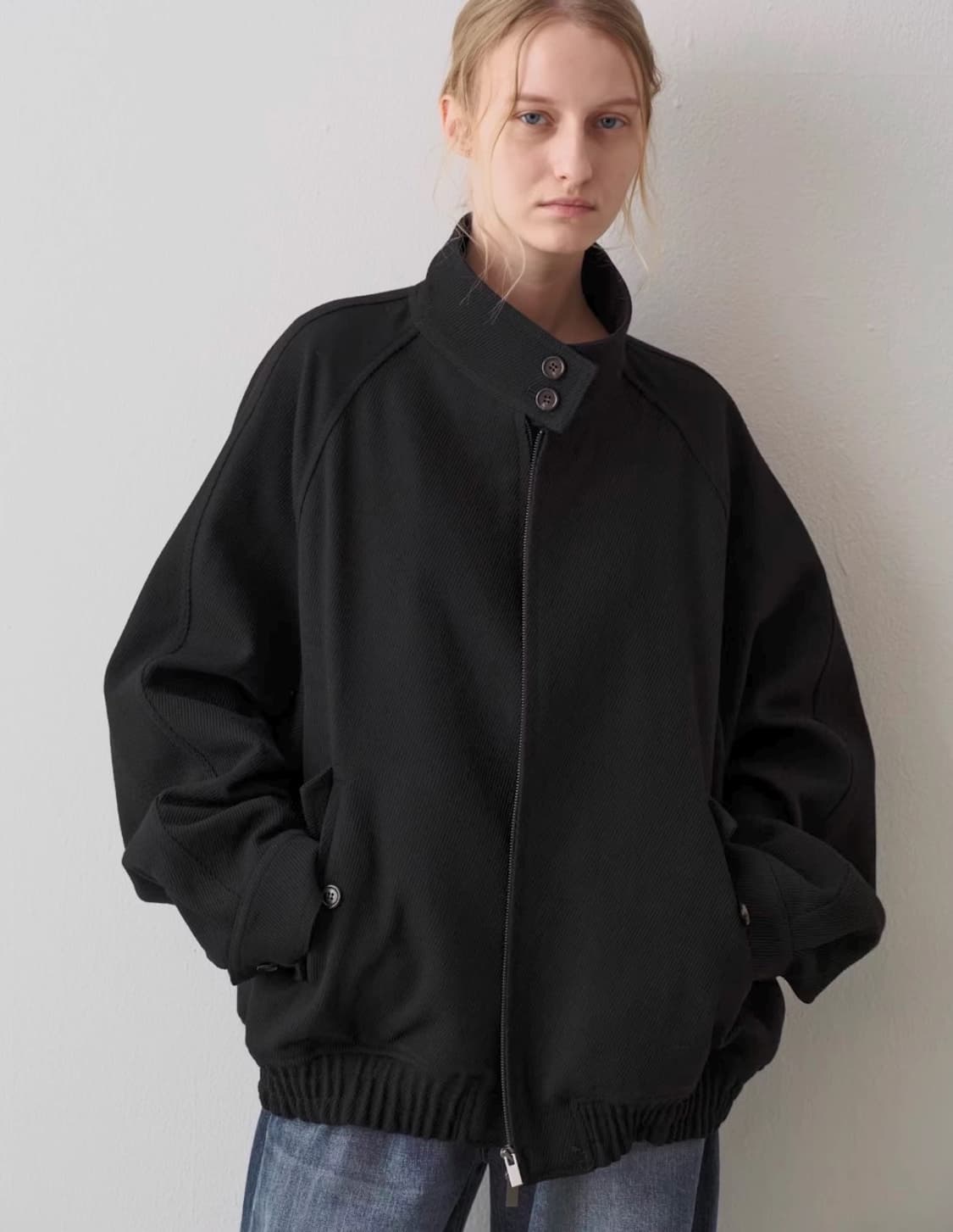 (s) 파사드패턴 울 블루종 자켓 블랙 상품이미지1