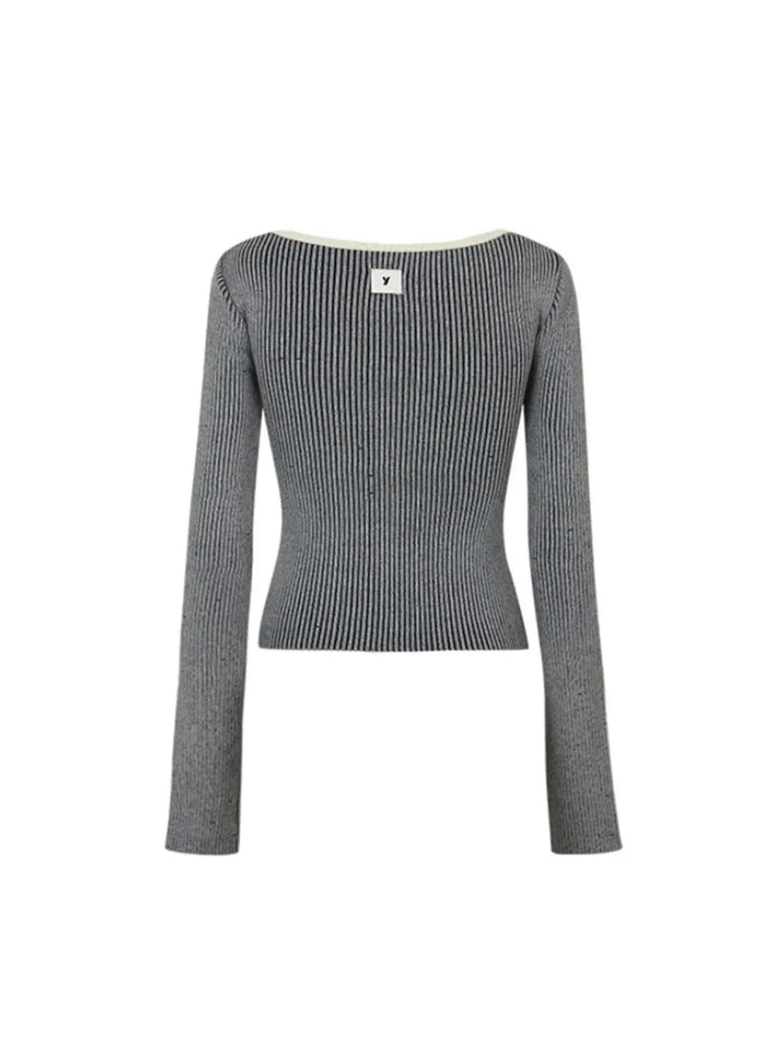 유즈 TWO TONE BOLERO CUT OUT KNIT TOP - BL 상품이미지2