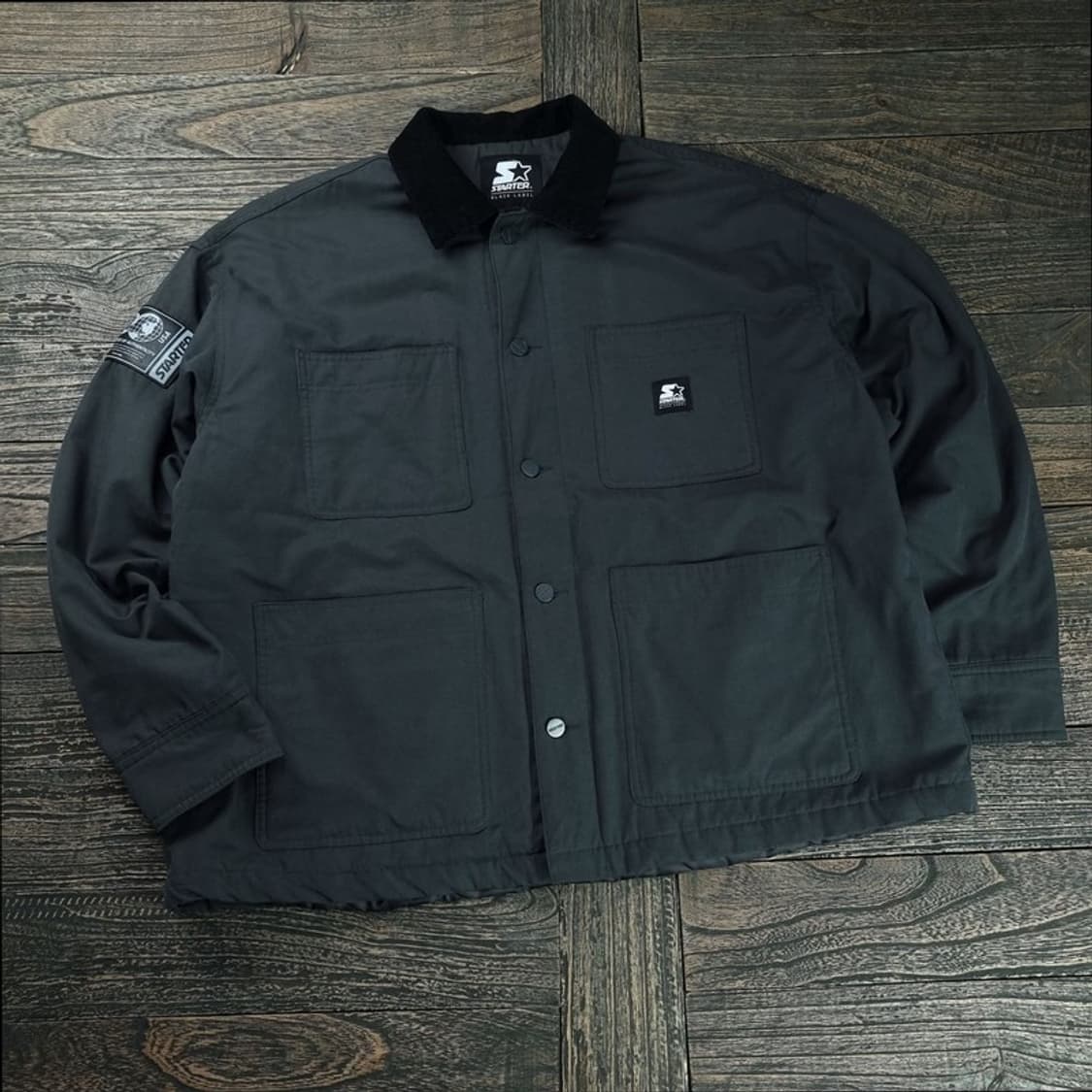 [스타터] 로고 패치 오버사이즈 워크 자켓 챠콜 M19008 상품이미지1