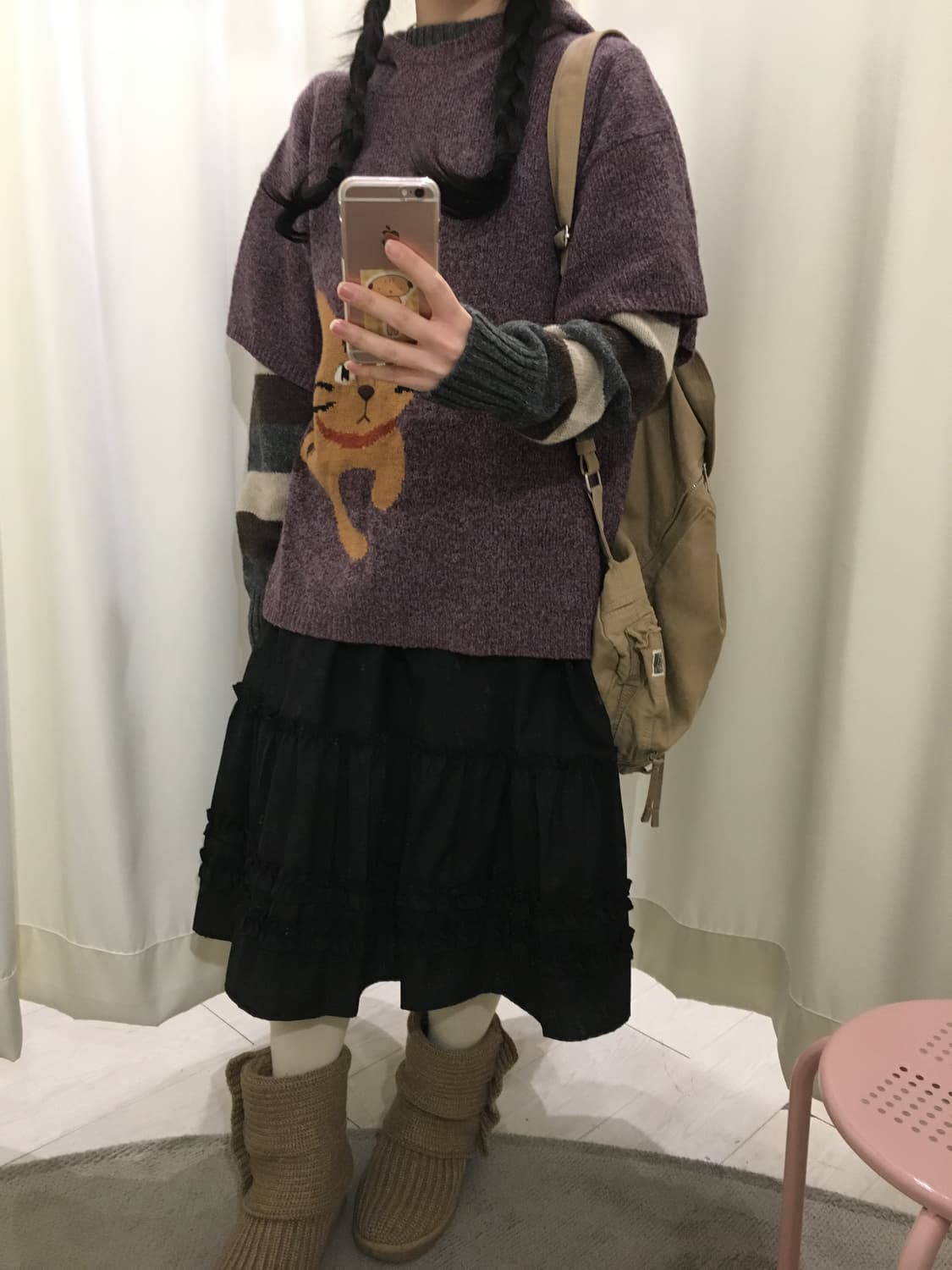 네코 타로 후드 니트 상품이미지3