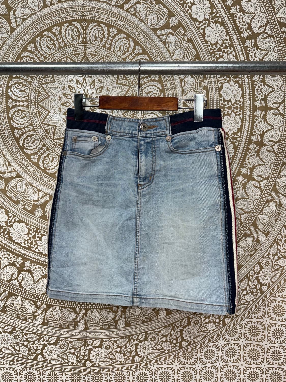 빈티지 여성 사이드라인 연청 데님스커트 상품이미지3